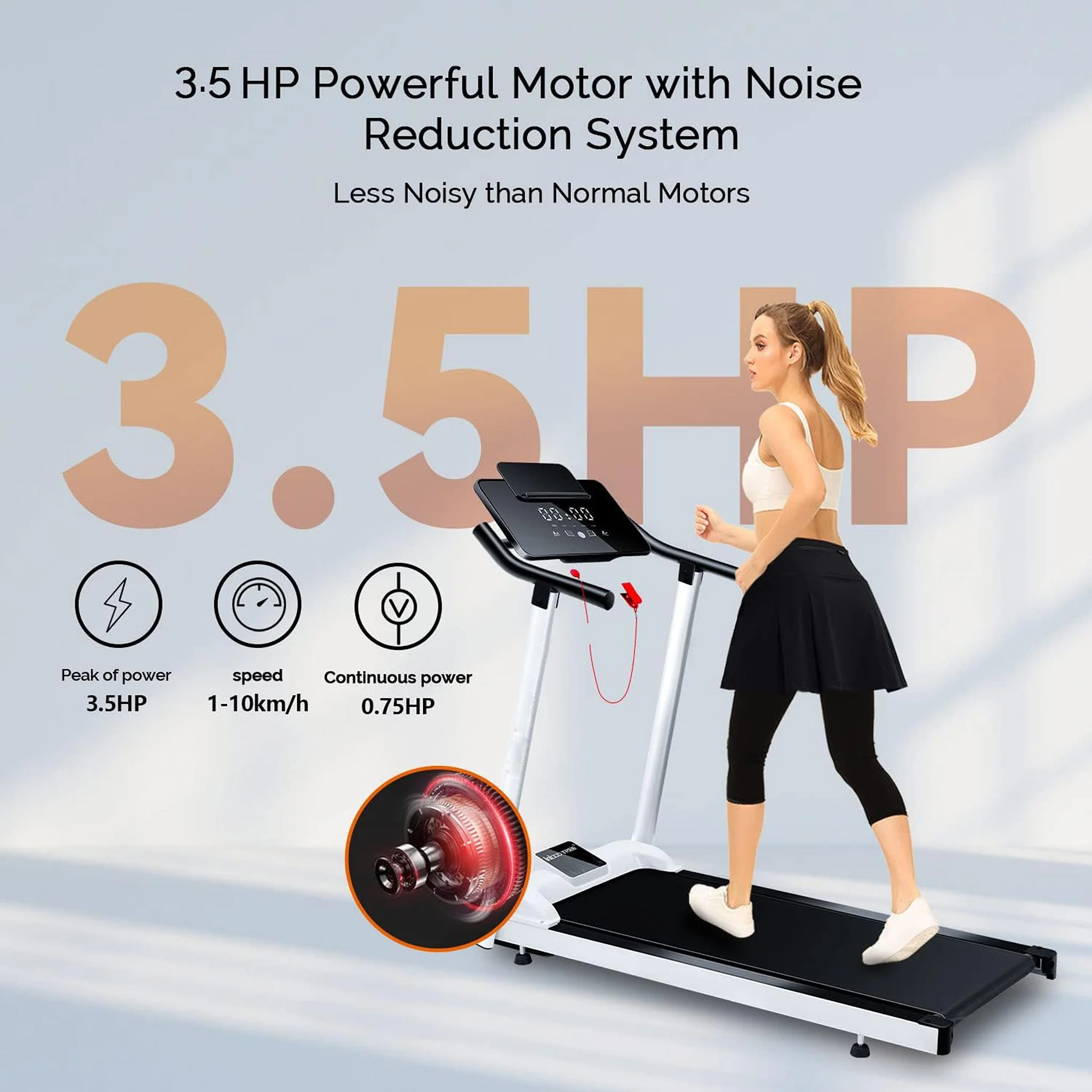 3.5HP Handrail Portable Fitness Treadmill - Image 4