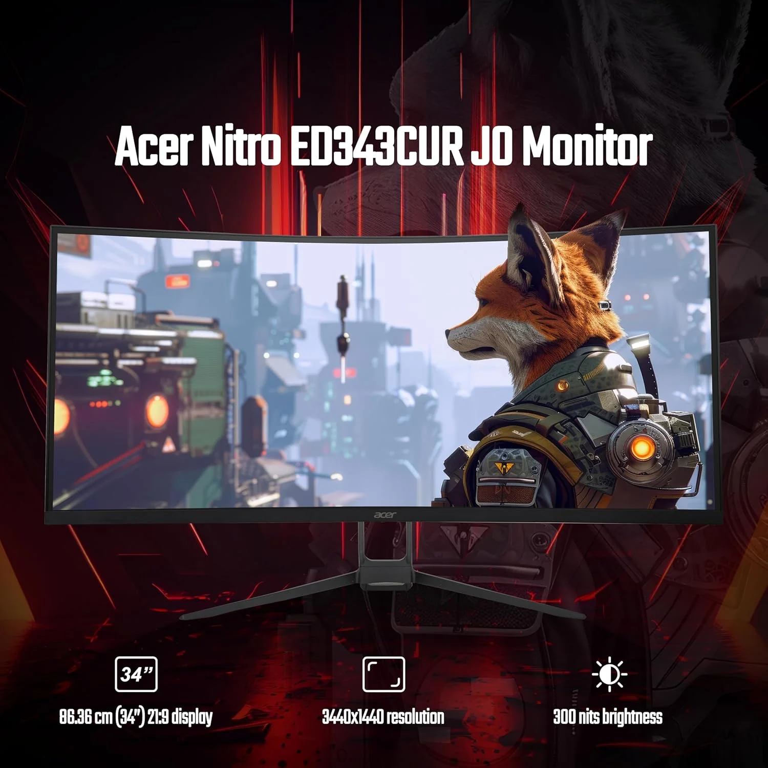 Acer 34 inch Curved Backlight LED Monitor - 120Hz, ED343CUR - Image 9