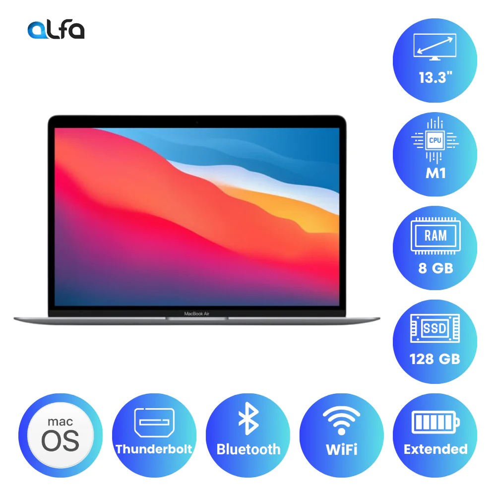 Apple MacBook Air (13-inch, Apple M1 chip with 8‑Core CPU and 7‑Core GPU, 8GB RAM, 128GB SSD) Space Grey, M1 - Image 3