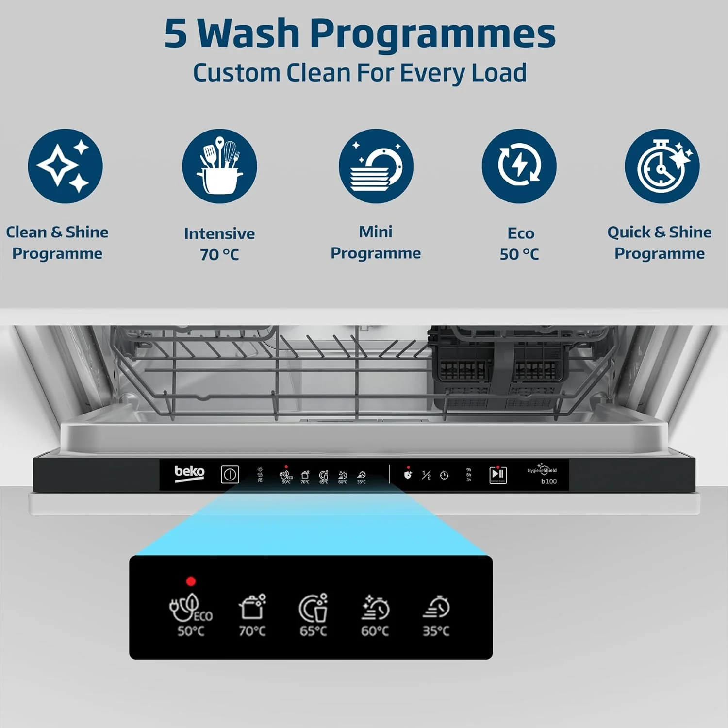 Beko 13 Place Built-in Dishwasher, DVN04X20S - Image 4