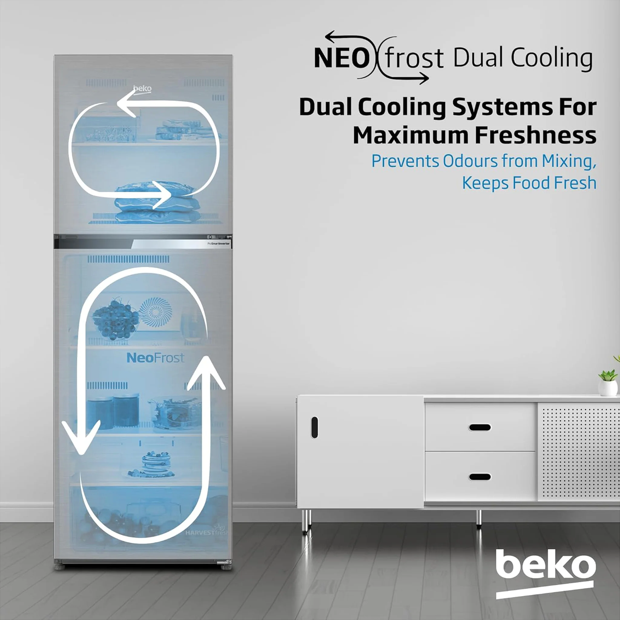 Beko 300L Top Mount Refrigerator, RDNT300XS - Image 7