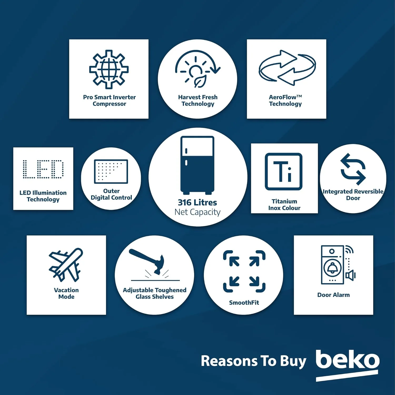 Beko 400L Double Door Refrigerator, RDNE400CS - Image 6