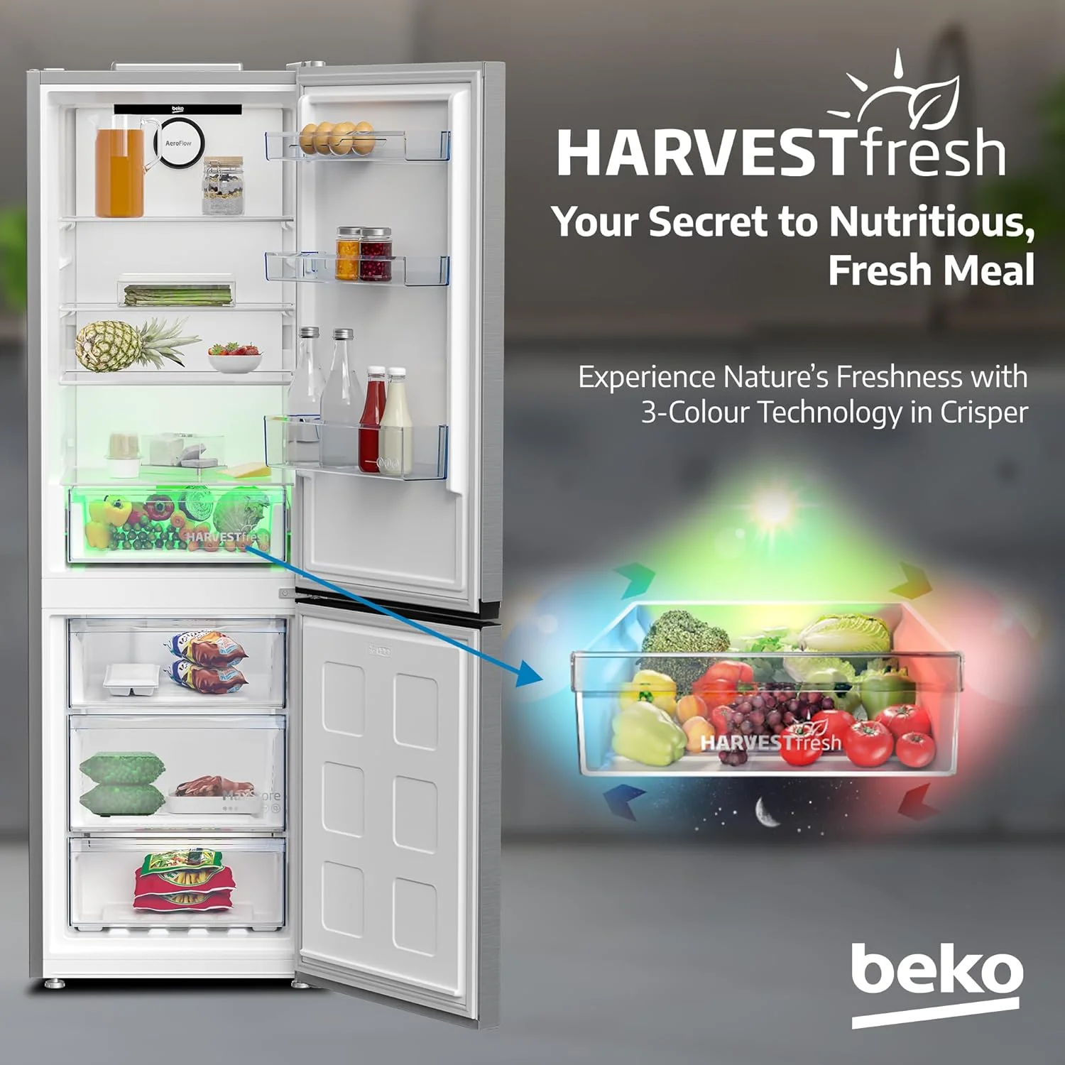 Beko 400L Double Door Refrigerator, RDNE400CS - Image 7