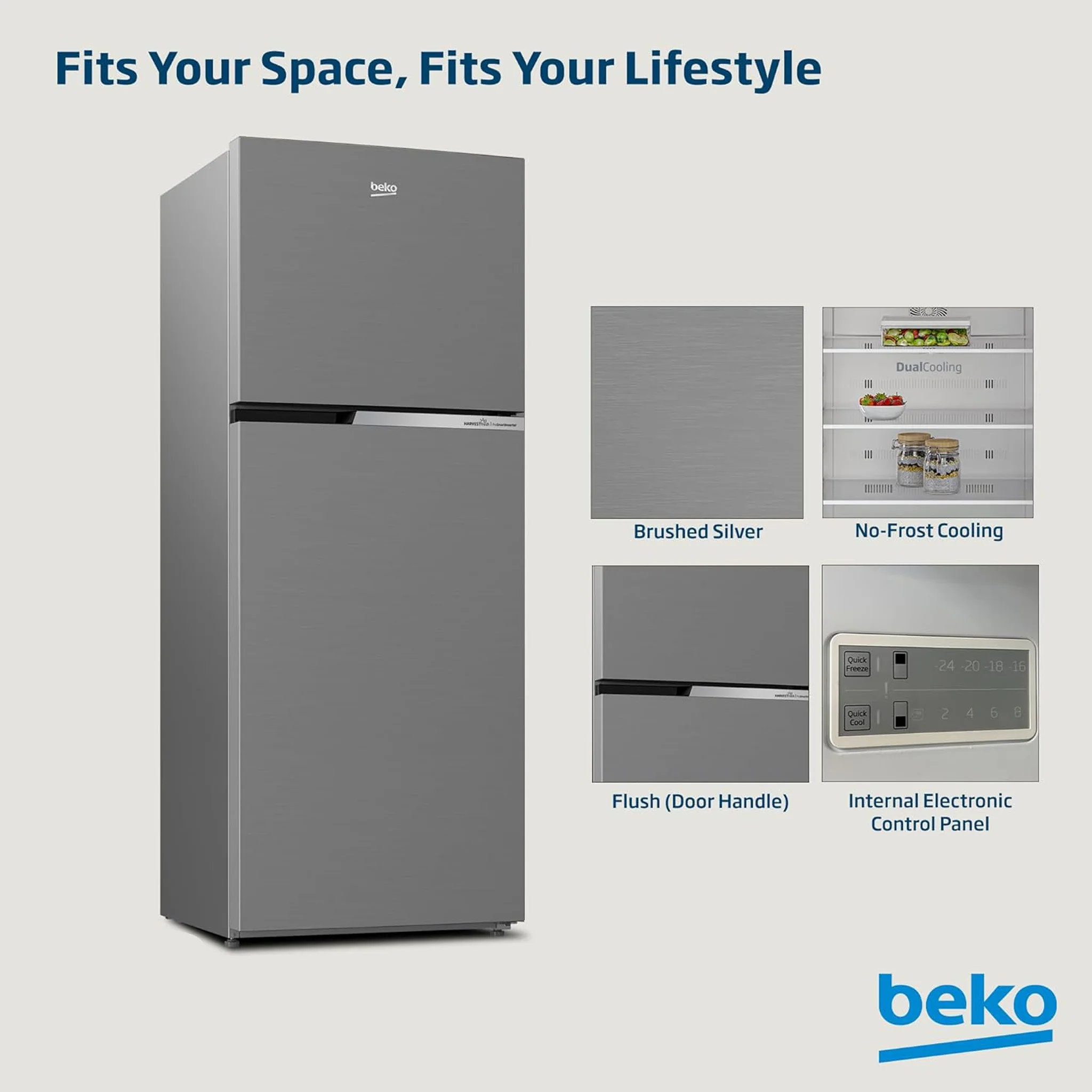 Beko 409L Double Door Refrigerator, RDNT401XS - Image 5