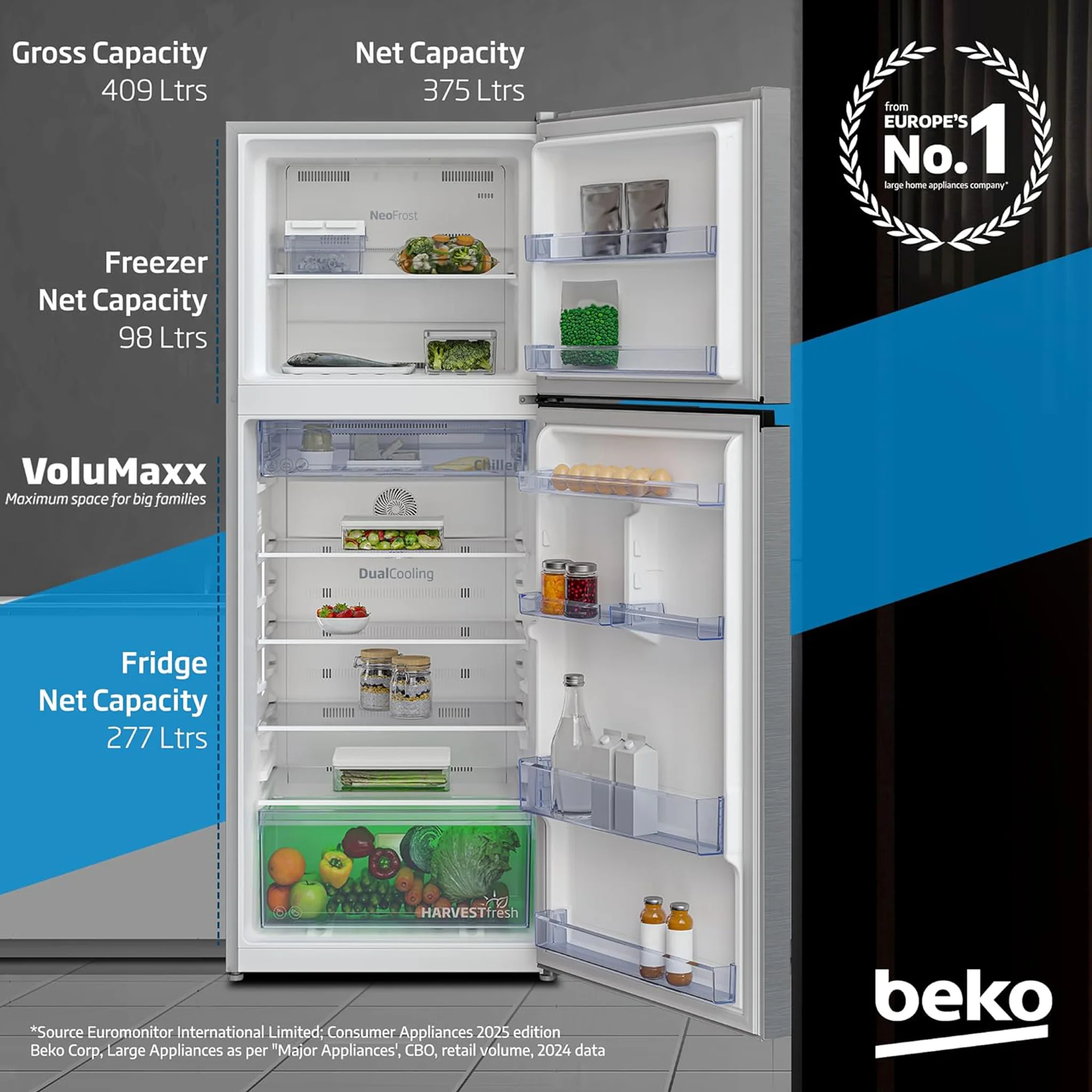 Beko 409L Double Door Refrigerator, RDNT401XS - Image 8