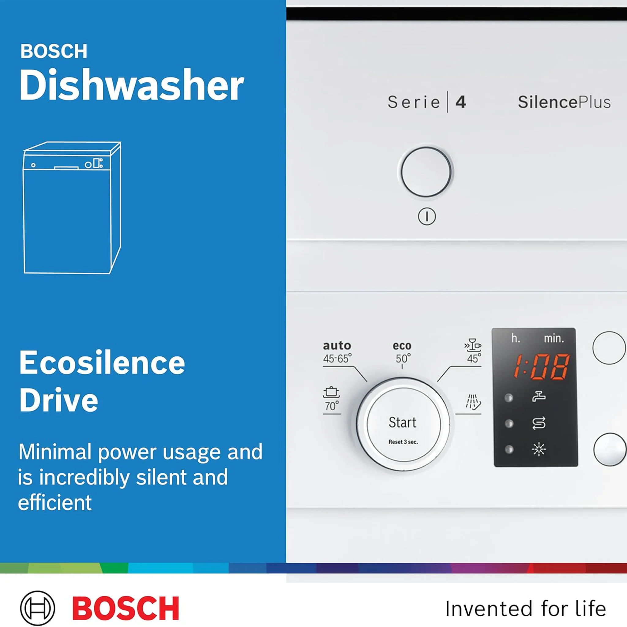 Bosch Series 4 12 Place Free Standing Dishwasher, SS50E92GC - Image 5