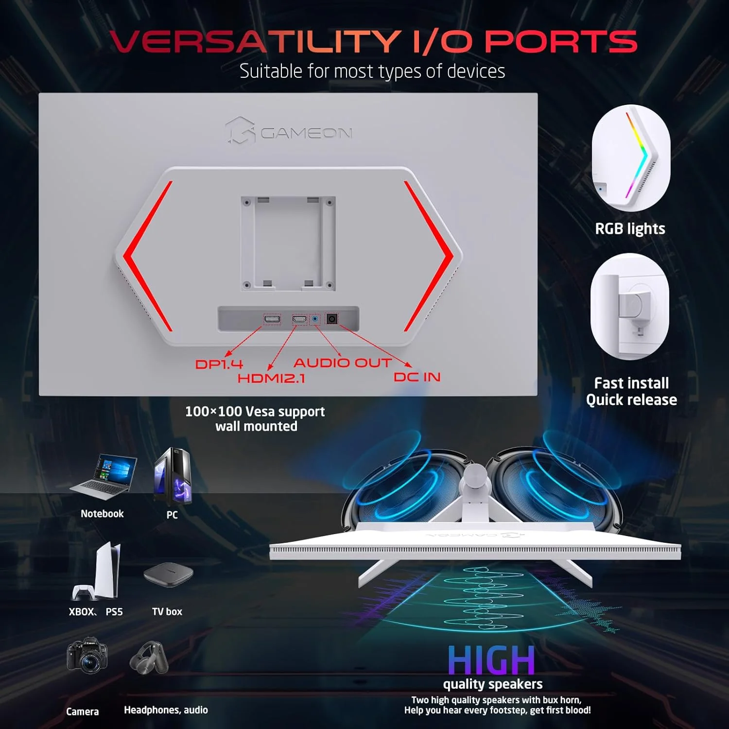 Gameon 27 inch Arctic Pro Series Gaming Monitor - 190Hz, GOA27FHD190IPS - Image 4