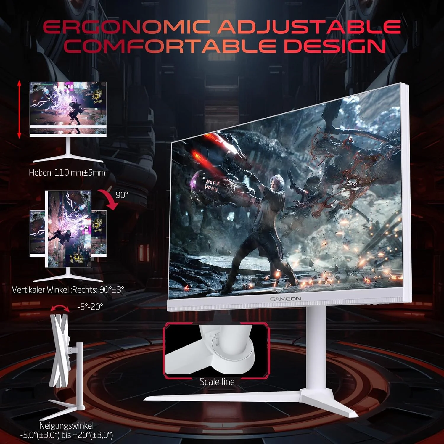 Gameon 27 inch Arctic Pro Series Gaming Monitor - 190Hz, GOA27FHD190IPS - Image 5