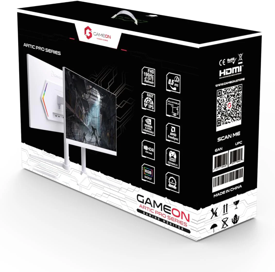 Gameon 27 inch Arctic Pro Series Gaming Monitor - 190Hz, GOA27FHD190IPS - Image 7