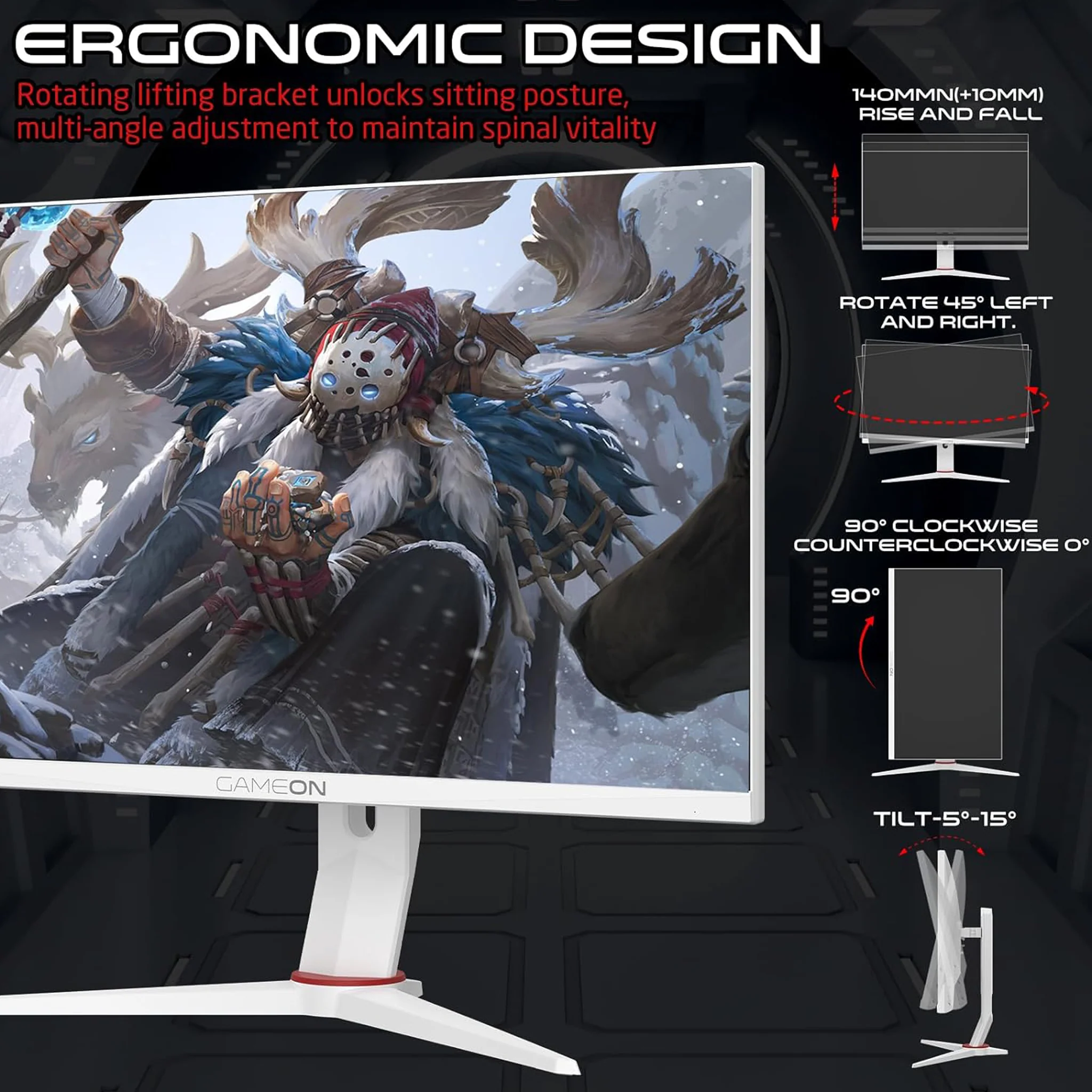 Gameon Arctic Pro Series 24 inch FHD Gaming Monitor – 360Hz, GOA24FHD360IPS - Image 4
