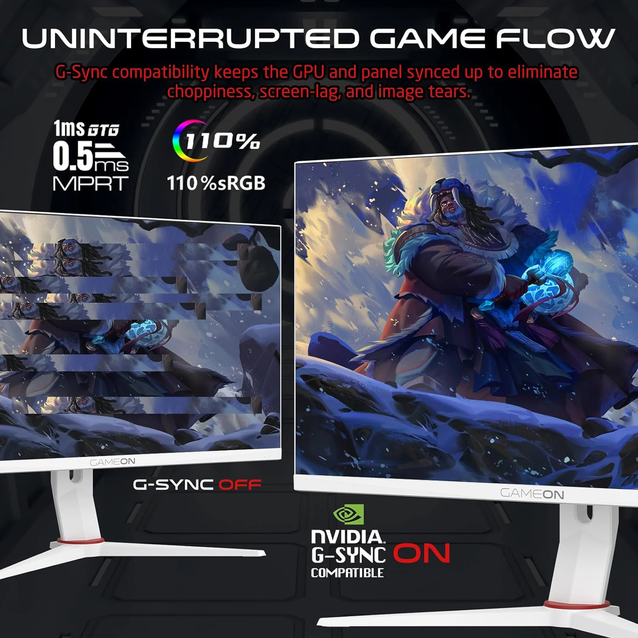 Gameon Arctic Pro Series 24 inch FHD Gaming Monitor – 360Hz, GOA24FHD360IPS - Image 5