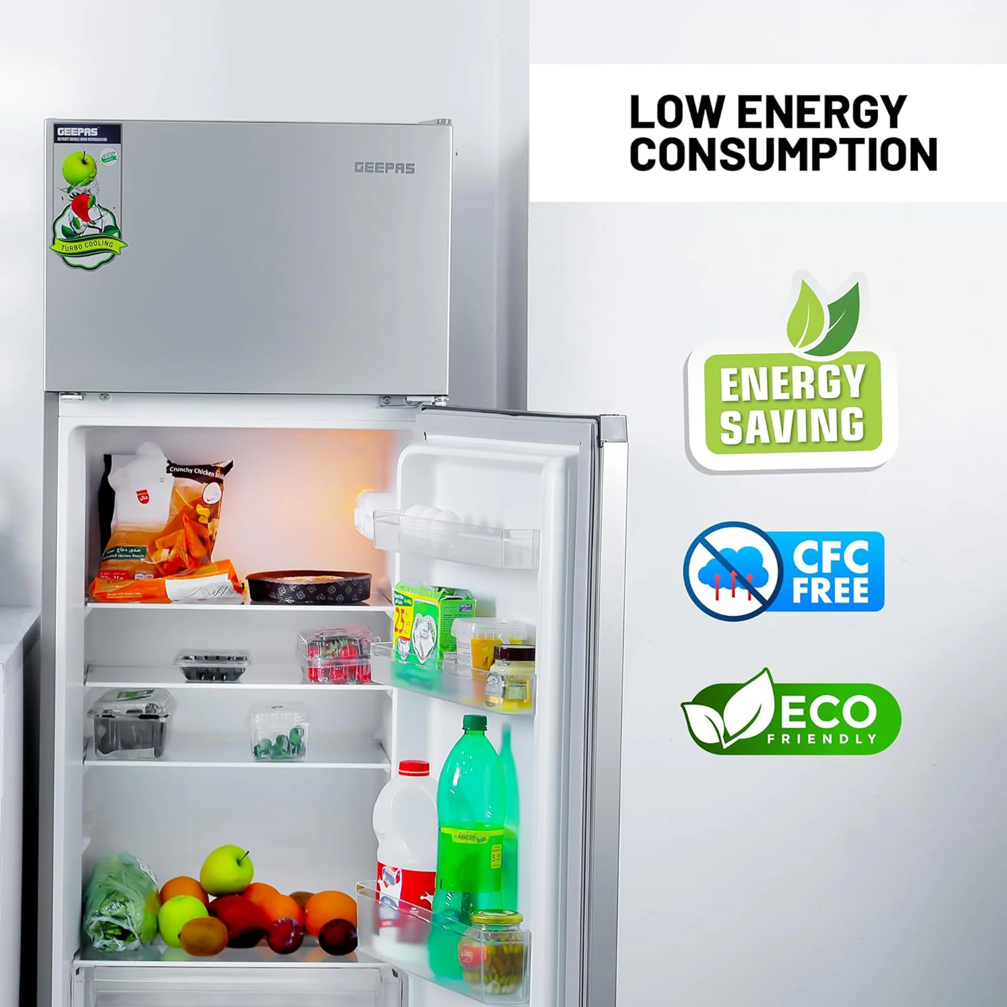 Geepas 240L Top Mount Refrigerator, GRF2400SXE - Image 7