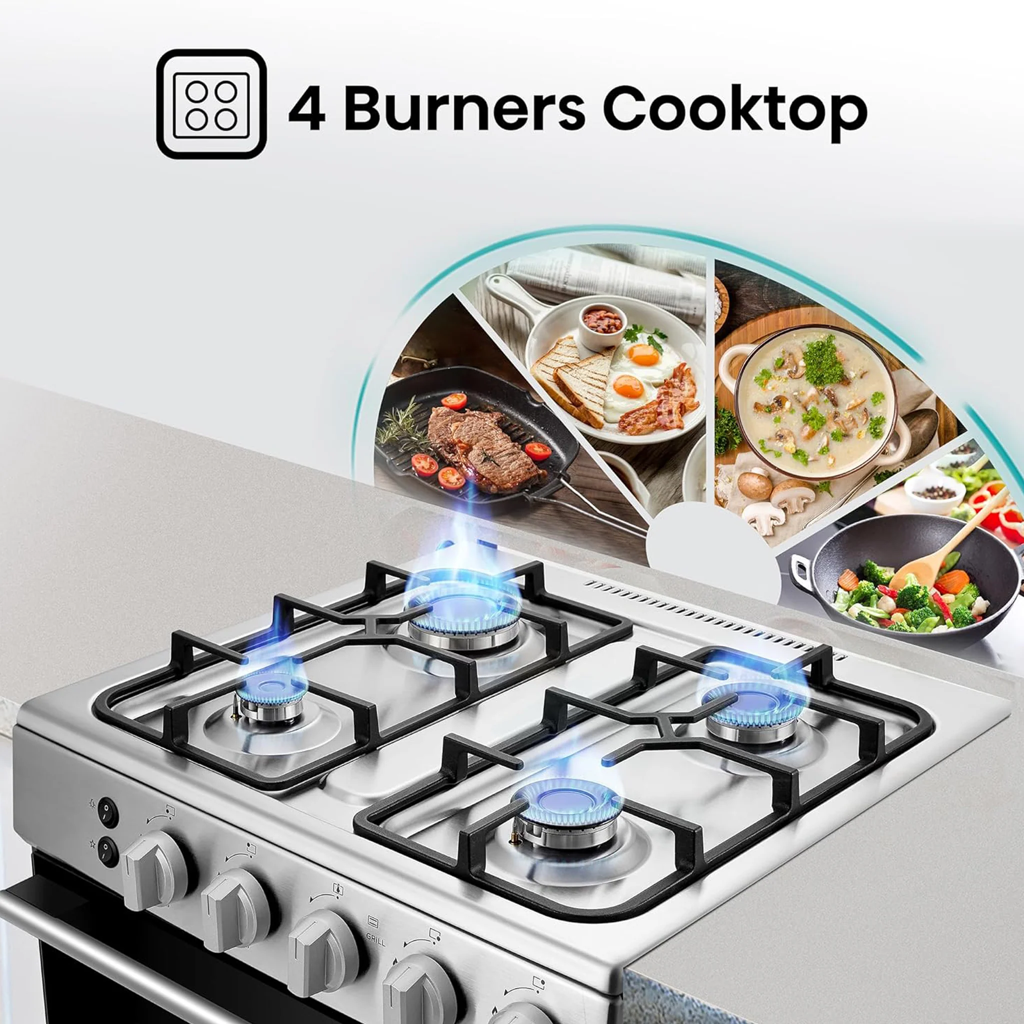 Hisense 60X60Cm 4 Burner Cooking Range, HFG60121X - Image 8