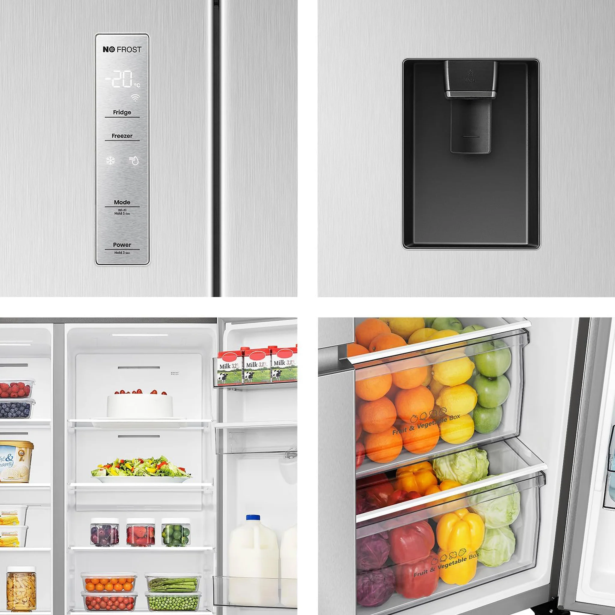 Hisense 869L Two Door Side by Side Refrigerator, RS3N668SMI3 - Image 3