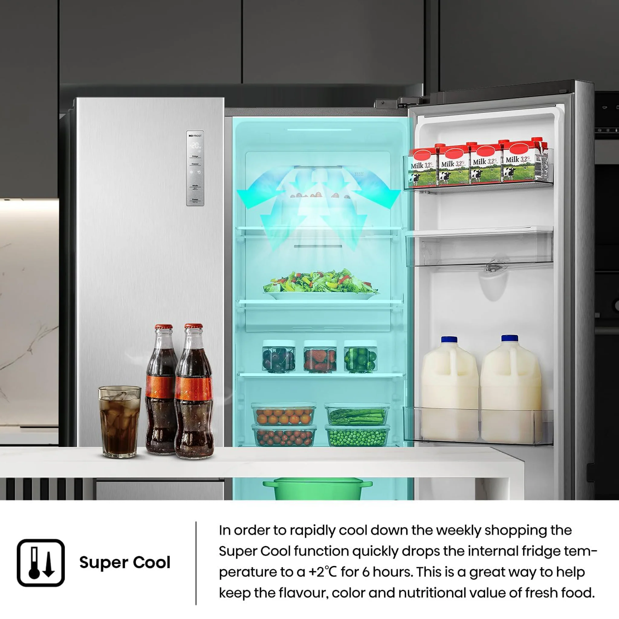 Hisense 869L Two Door Side by Side Refrigerator, RS3N668SMI3 - Image 5