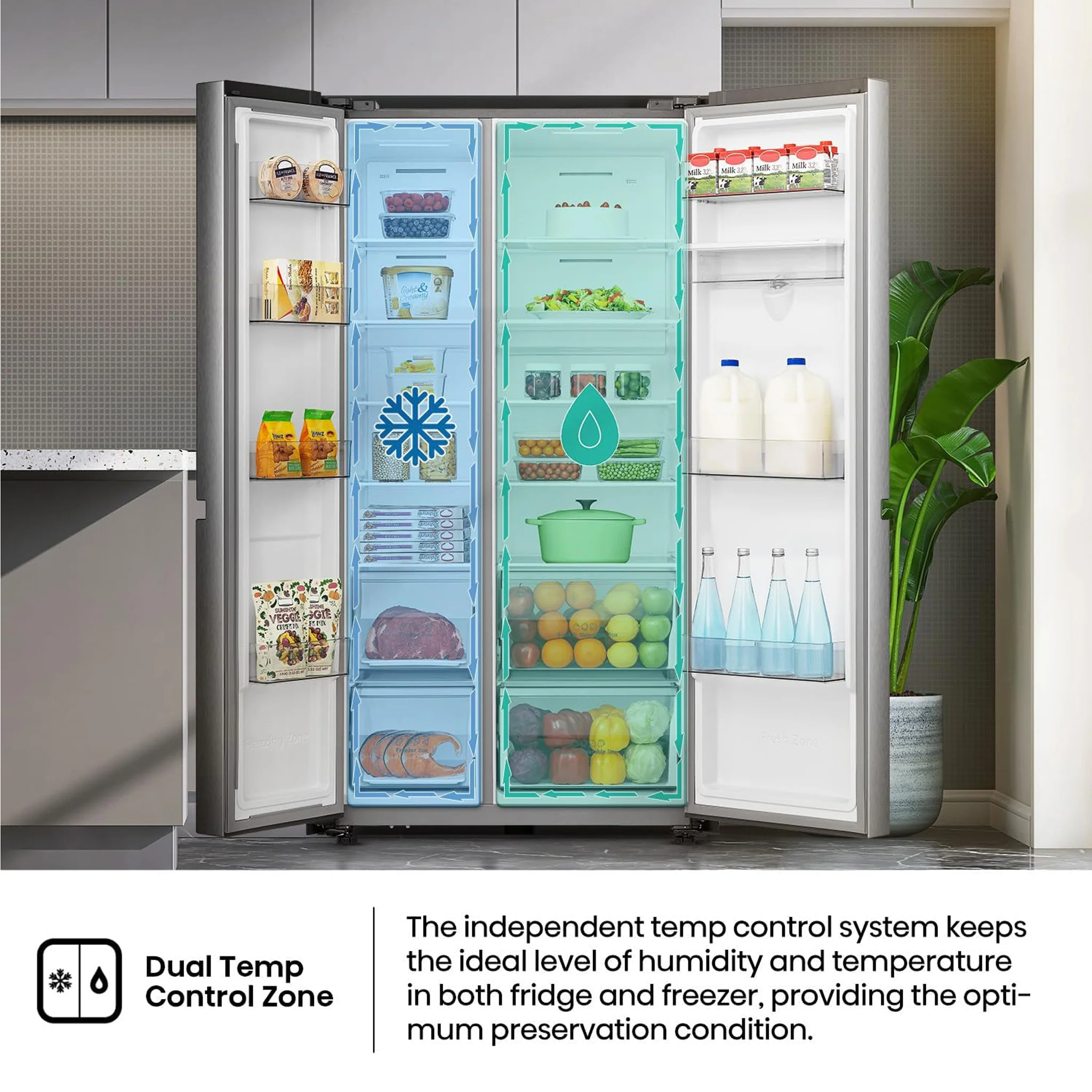 Hisense 869L Two Door Side by Side Refrigerator, RS3N668SMI3 - Image 7