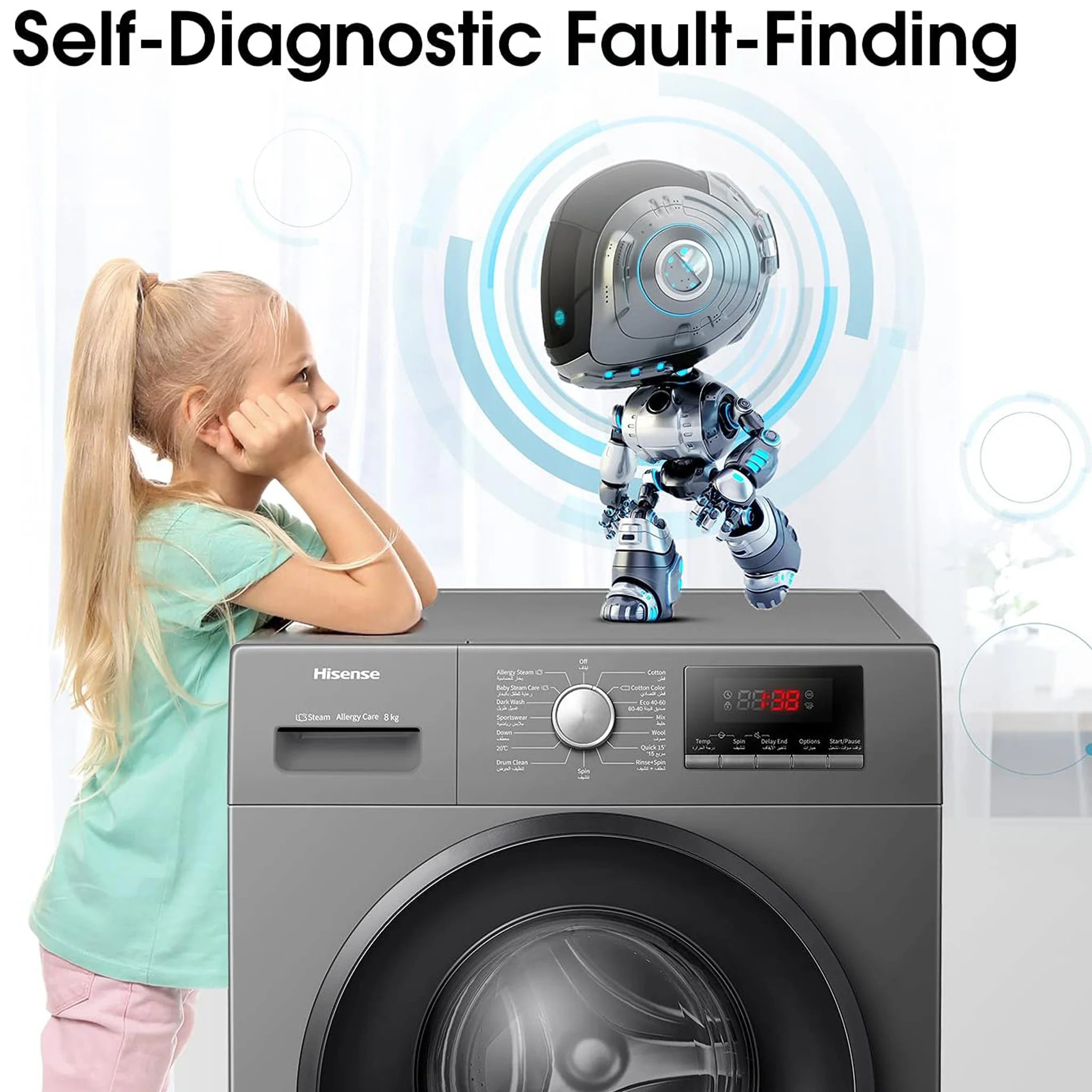Hisense 8KG Fully Automatic Washing Machine, WFSQ8012VMT - Image 5