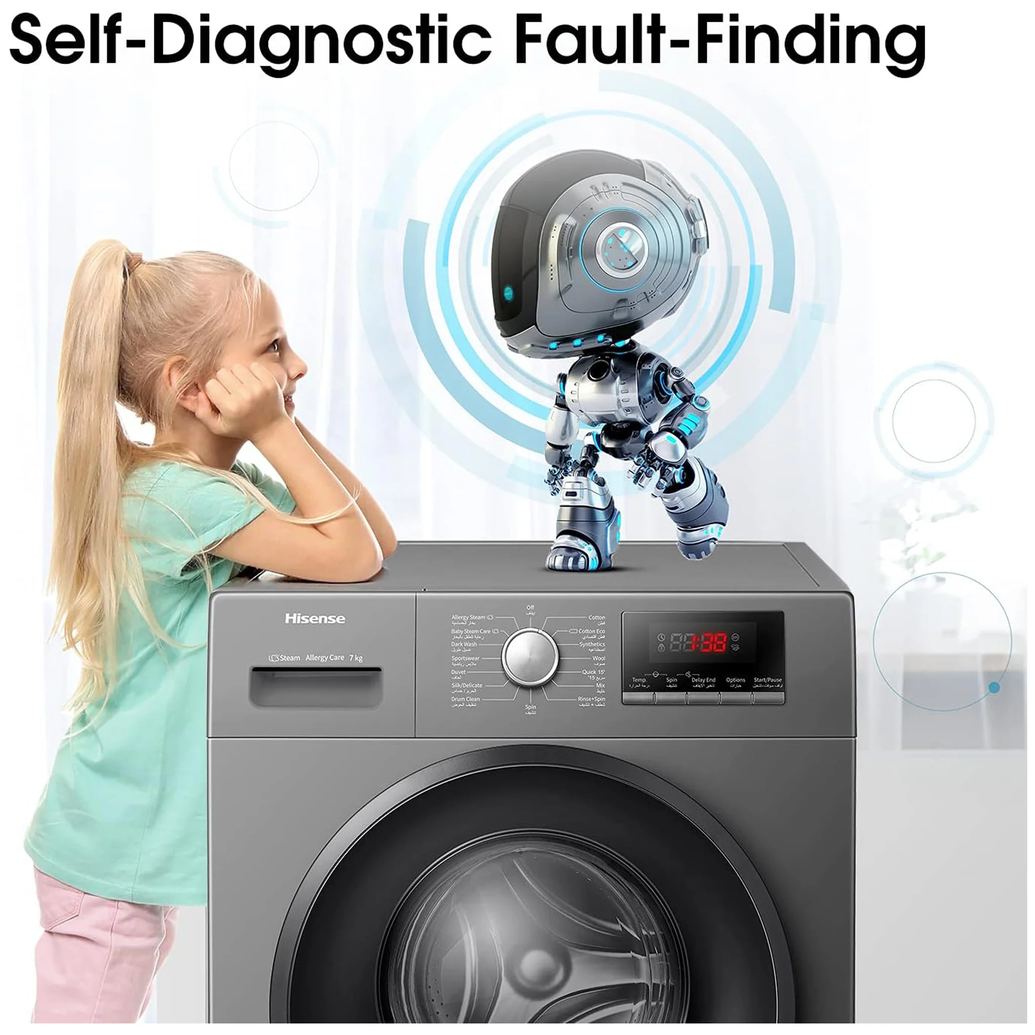 Hisense 9KG Fully Automatic Washing Machine, WFPV9014EVMT - Image 3