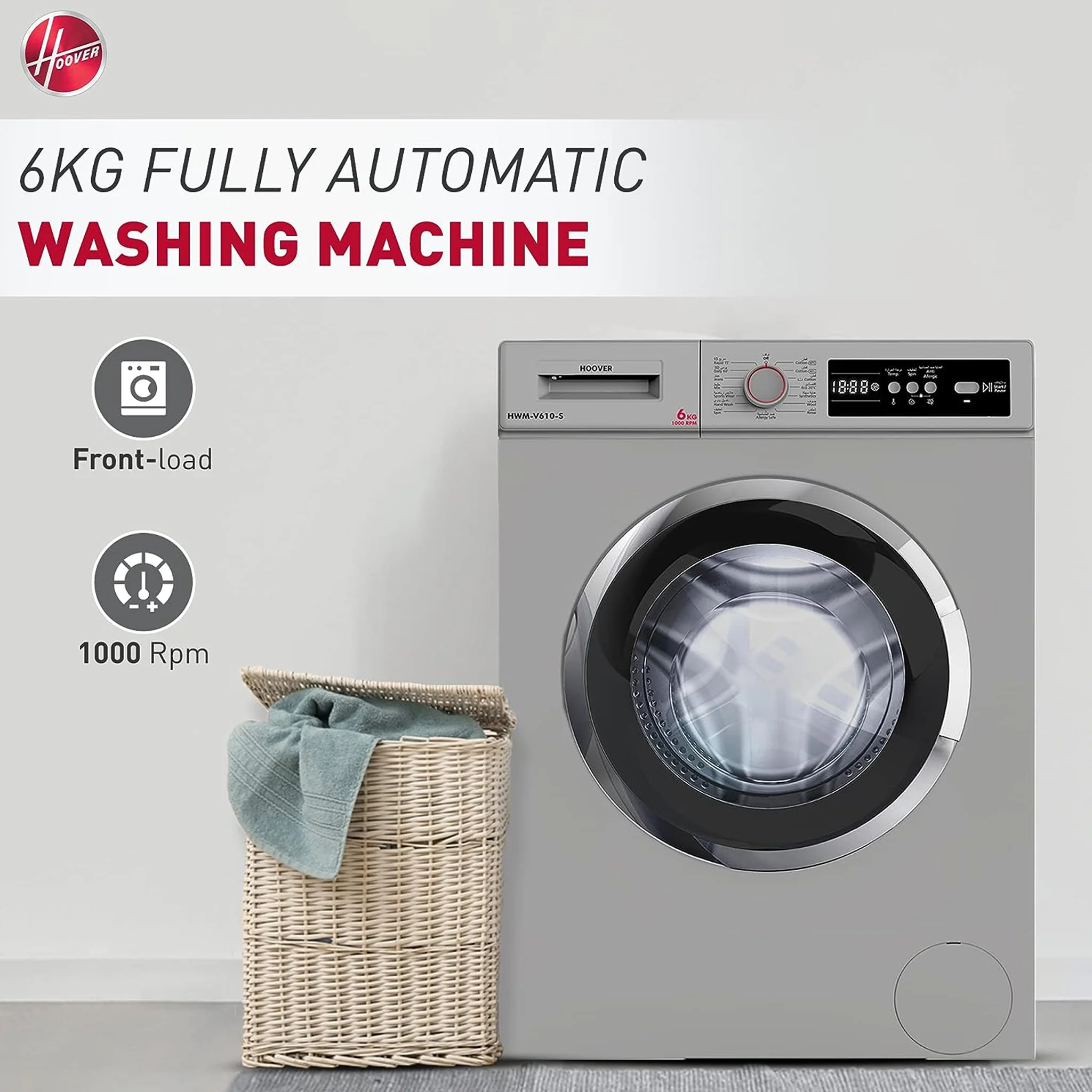 Hoover 6KG Fully Automatic Washing Machine, HWM-V610-S - Image 2