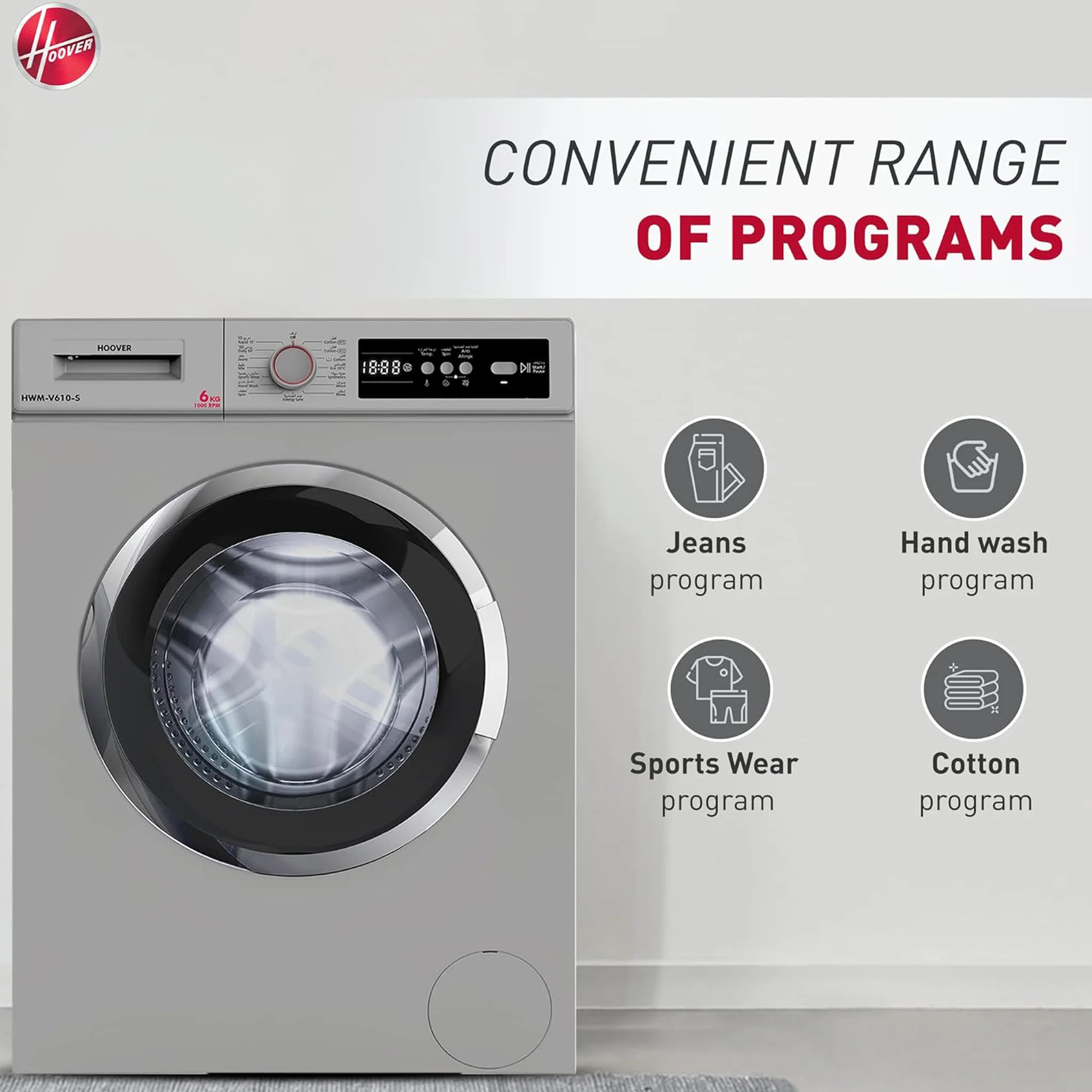 Hoover 6KG Fully Automatic Washing Machine, HWM-V610-S - Image 6
