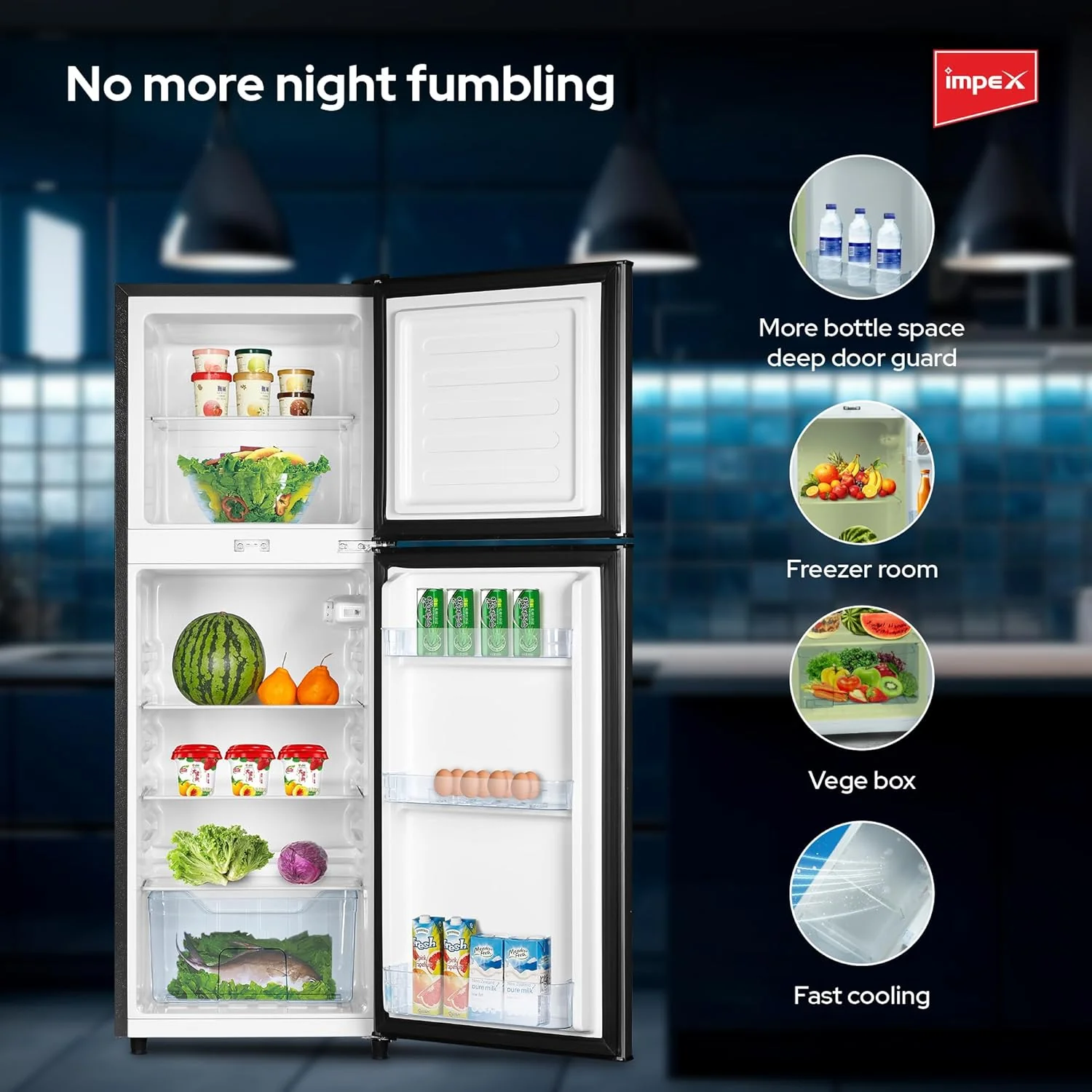 Impex 138L Double Door Refrigerator, IRF 138C - Image 4