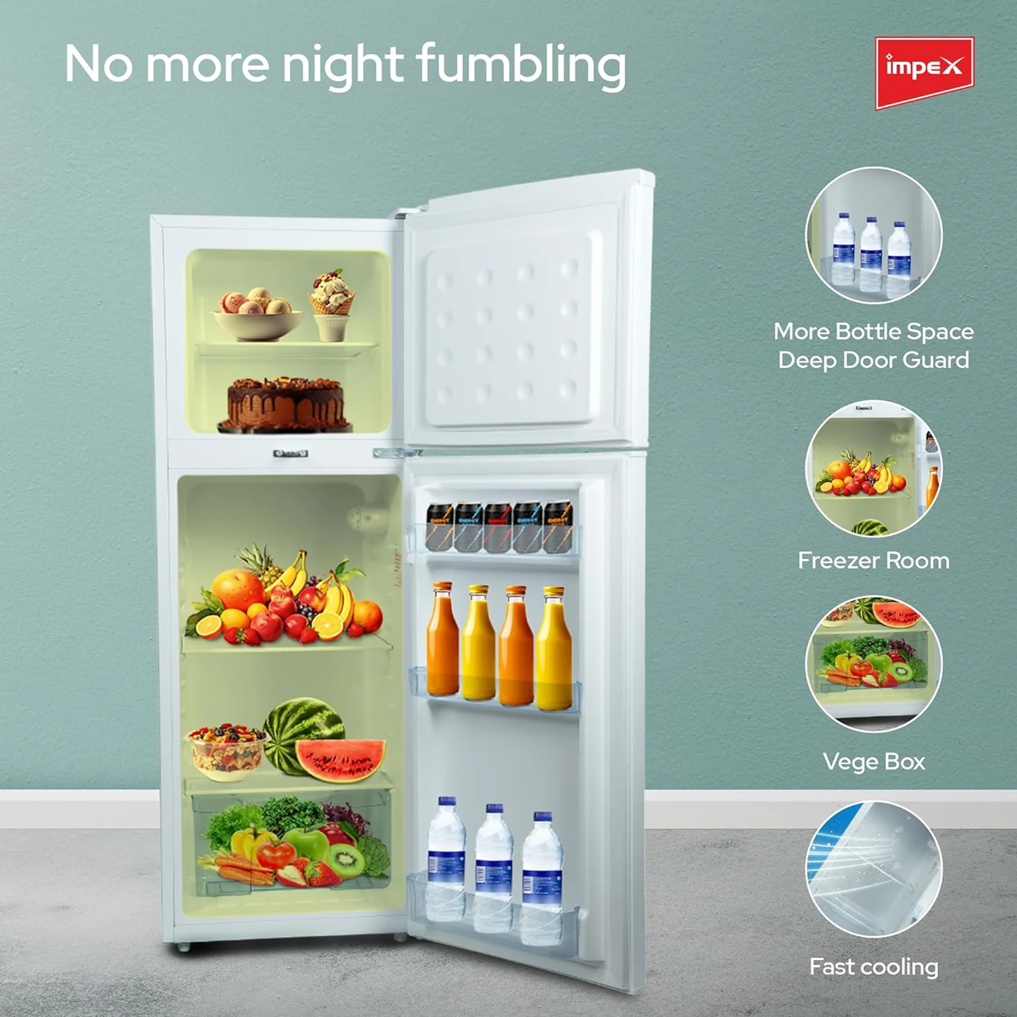 Impex 138L Double Door Refrigerator, IRF138 - Image 6