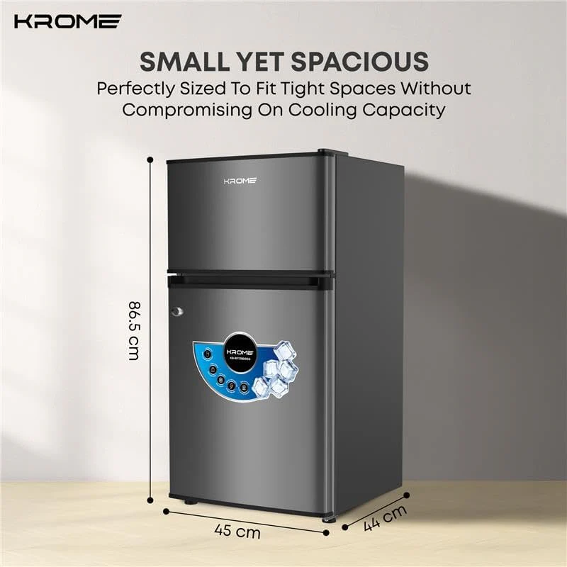 KROME 138L Double Door Refrigerator, KR-RF138DDSG - Image 3