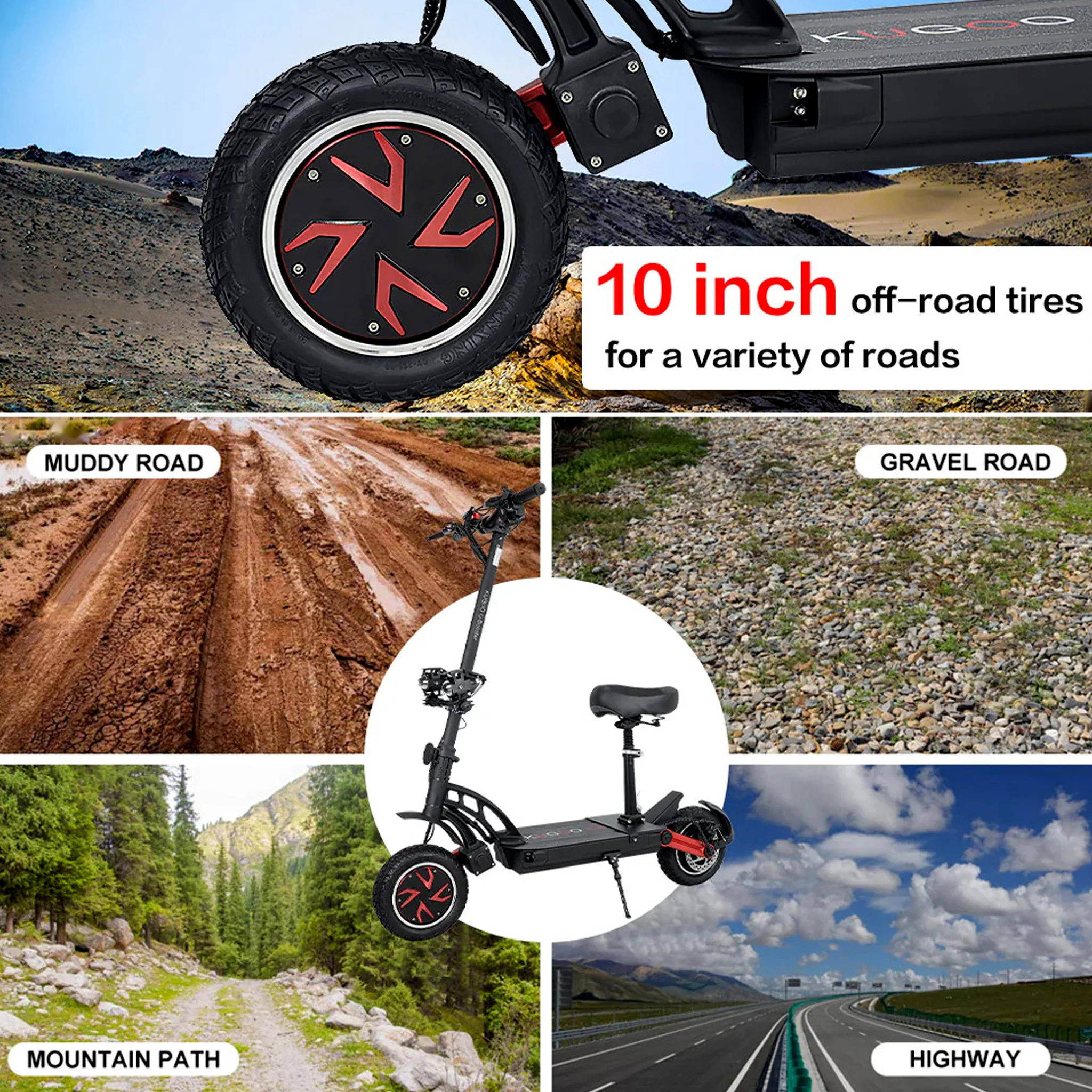 Kugoo Electric Scooter 1600W 60-70KM Range 50-60KM Speed, G-Booster - Image 5