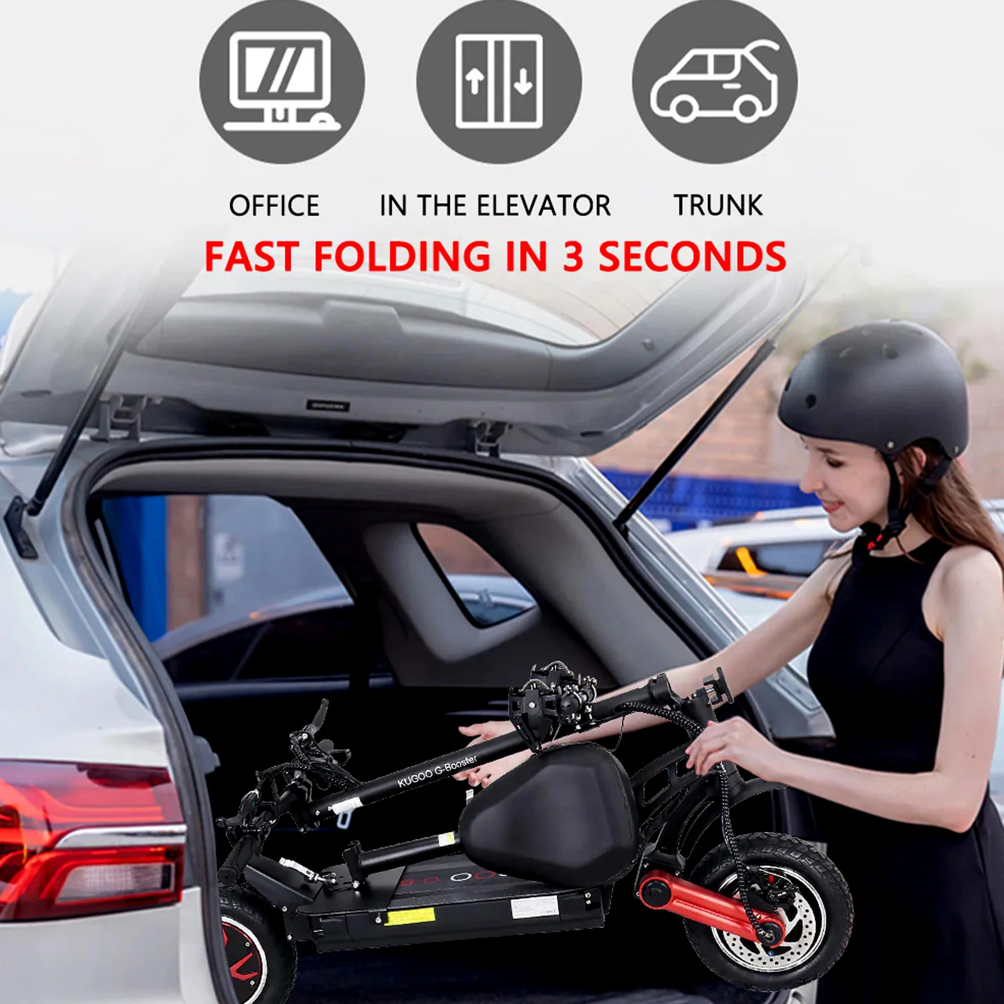 Kugoo Electric Scooter 1600W 60-70KM Range 50-60KM Speed, G-Booster - Image 7