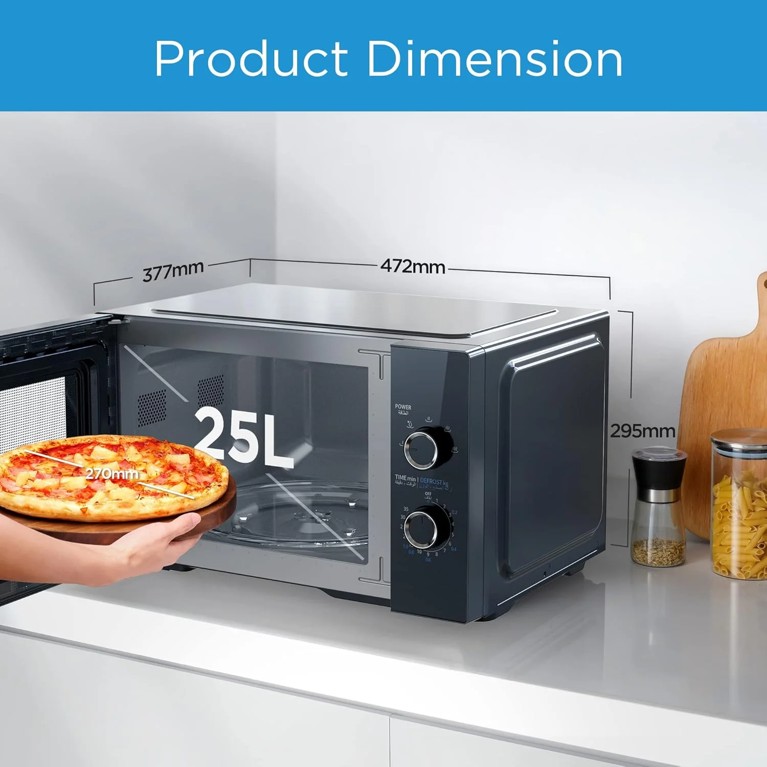 Midea 25 Liters Solo Microwave Oven, MM8P022KG-BK - Image 5