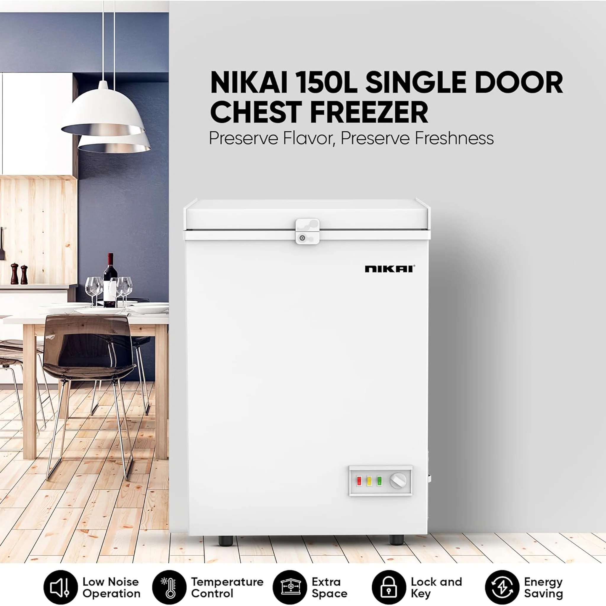 Nikai 150L Single Door Chest Freezer, NCF150N7 - Image 2