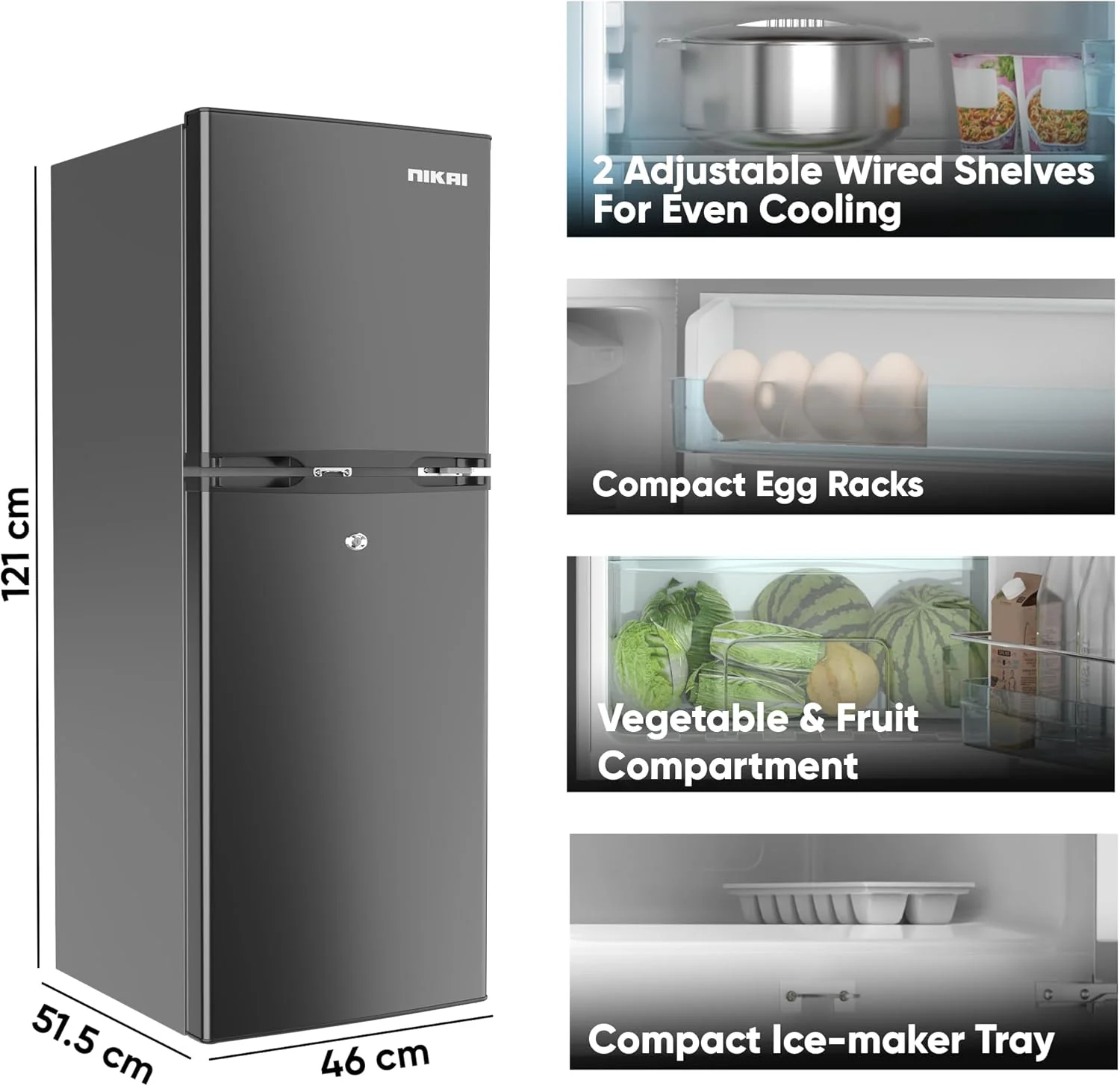 Nikai 190L Double Door Refrigerator, NRF190DN4S - Image 4