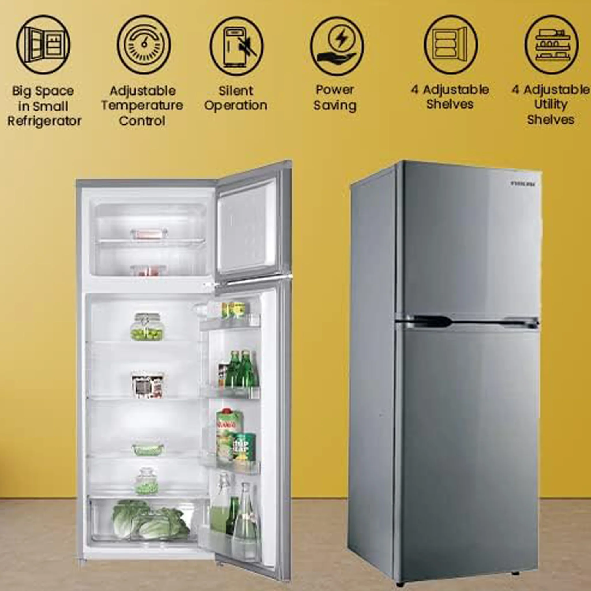 Nikai 190L Double Door Refrigerator with Vegetable Crisper, NRF190DN4S - Image 2