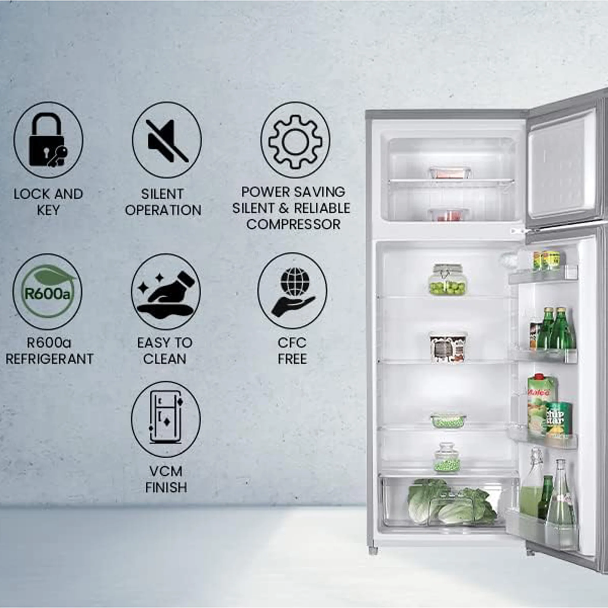 Nikai 190L Double Door Refrigerator with Vegetable Crisper, NRF190DN4S - Image 3