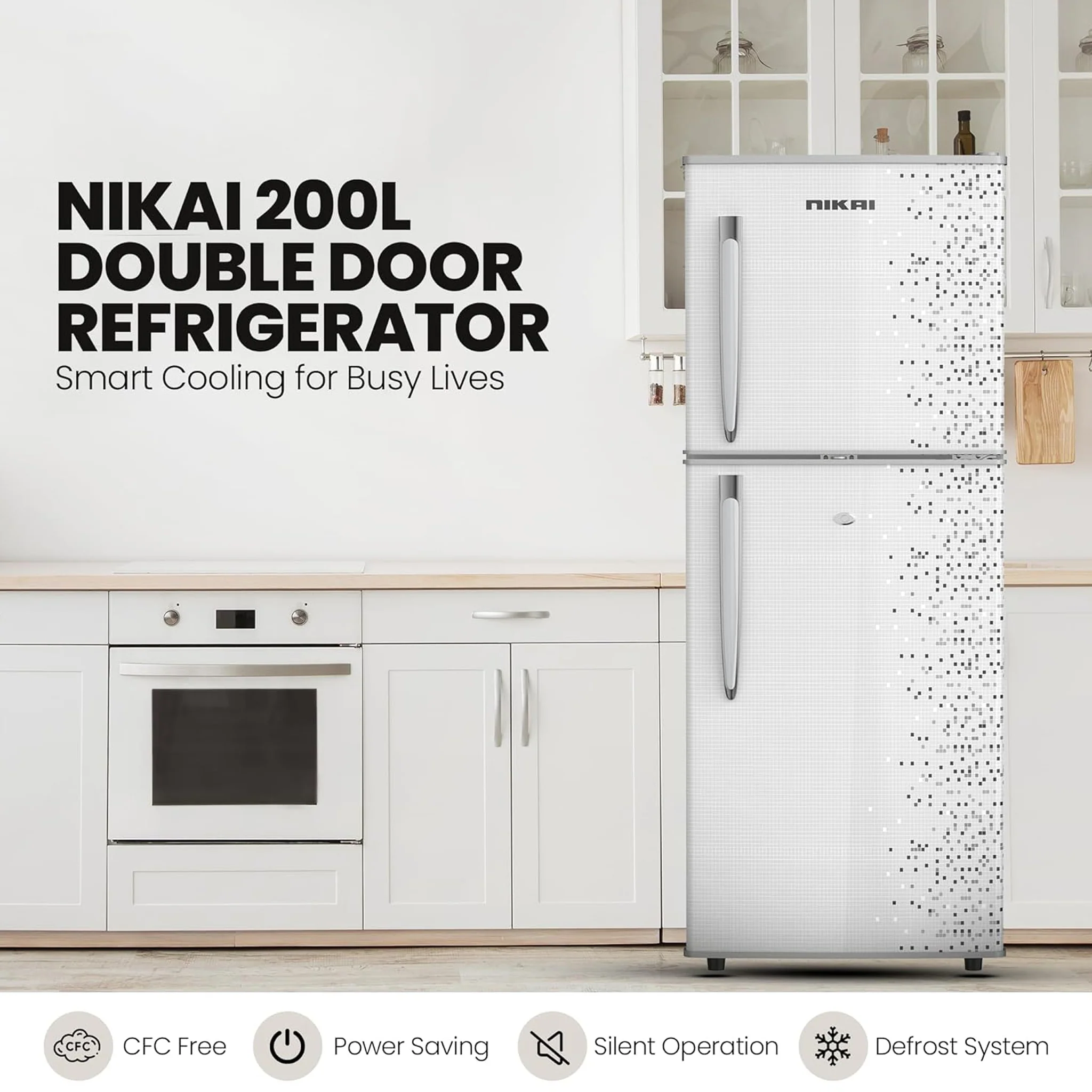 Nikai 200L Double Door Refrigerator, NRF200DN3M - Image 2