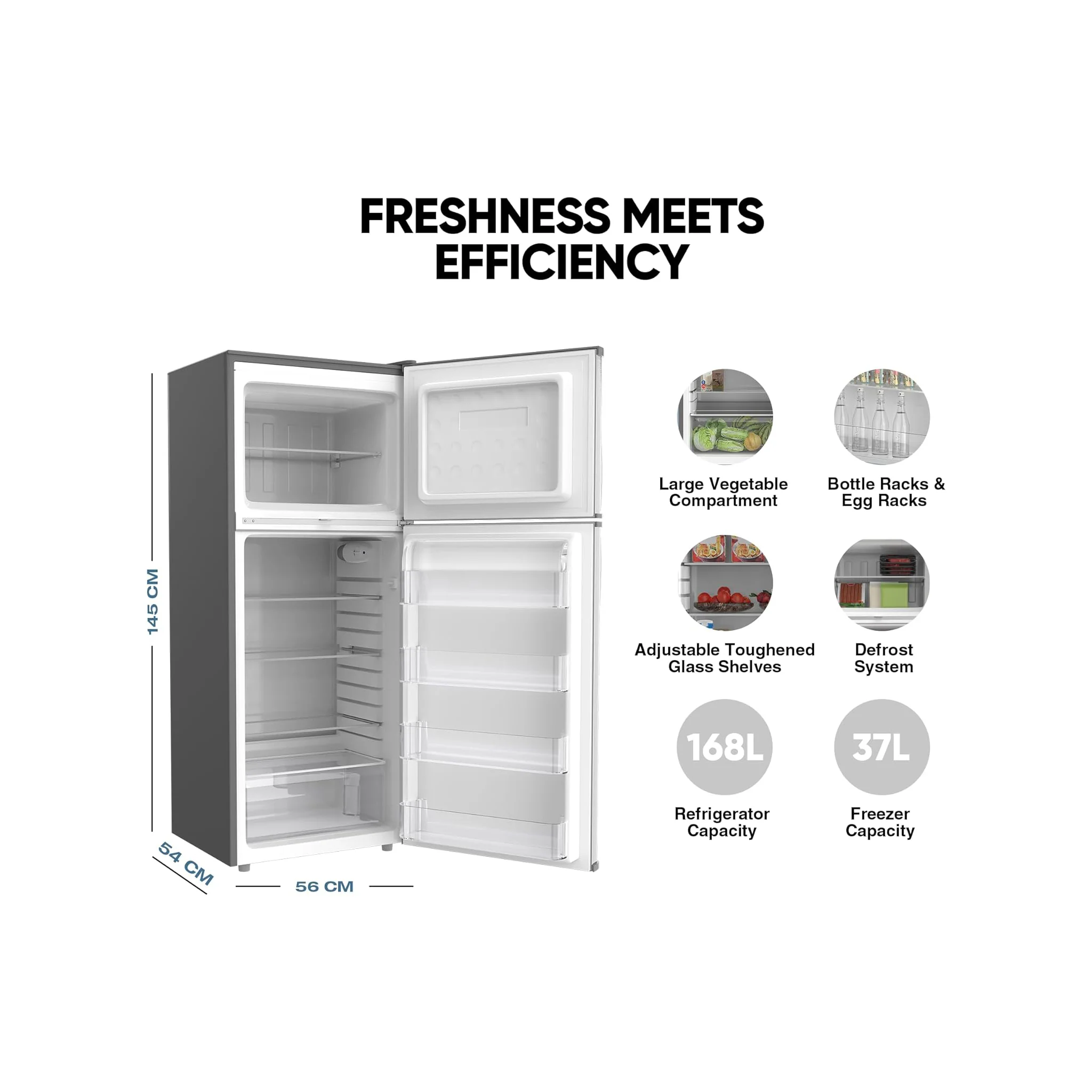 Nikai 280L Double Door Top Mount Refrigerator, NRF280DN5S - Image 10
