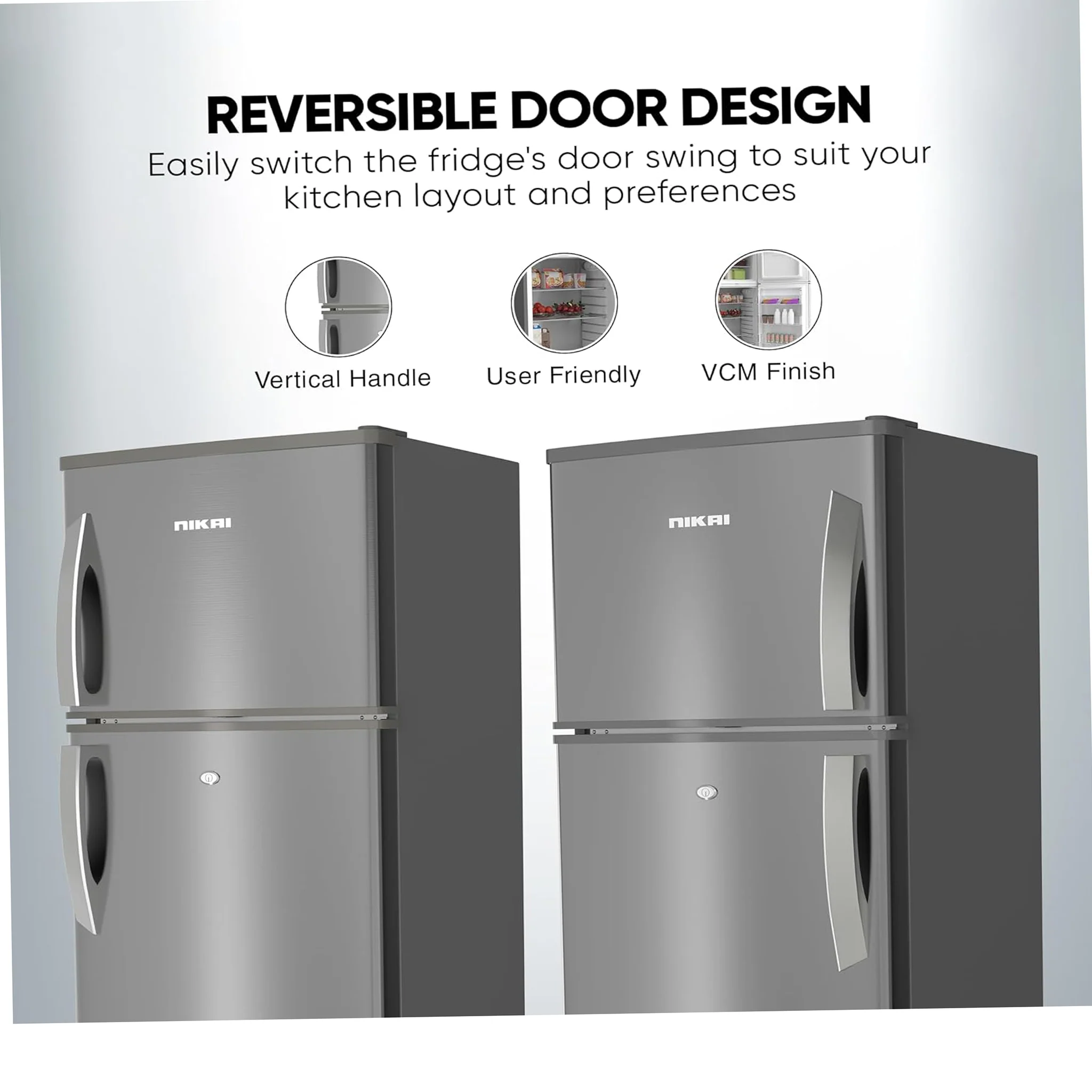 Nikai 280L Double Door Top Mount Refrigerator, NRF280DN5S - Image 5