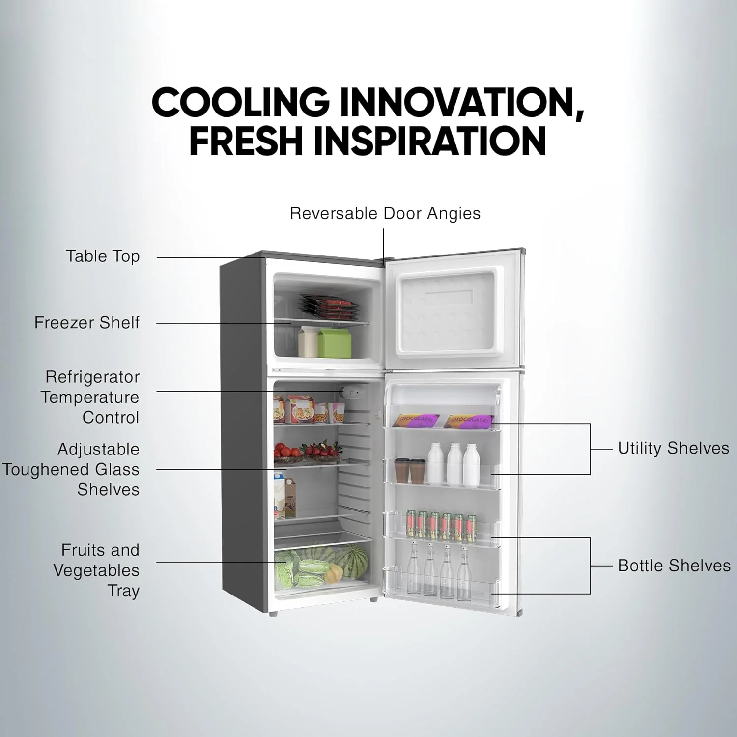 Nikai 280L Double Door Top Mount Refrigerator, NRF280DN5S - Image 6