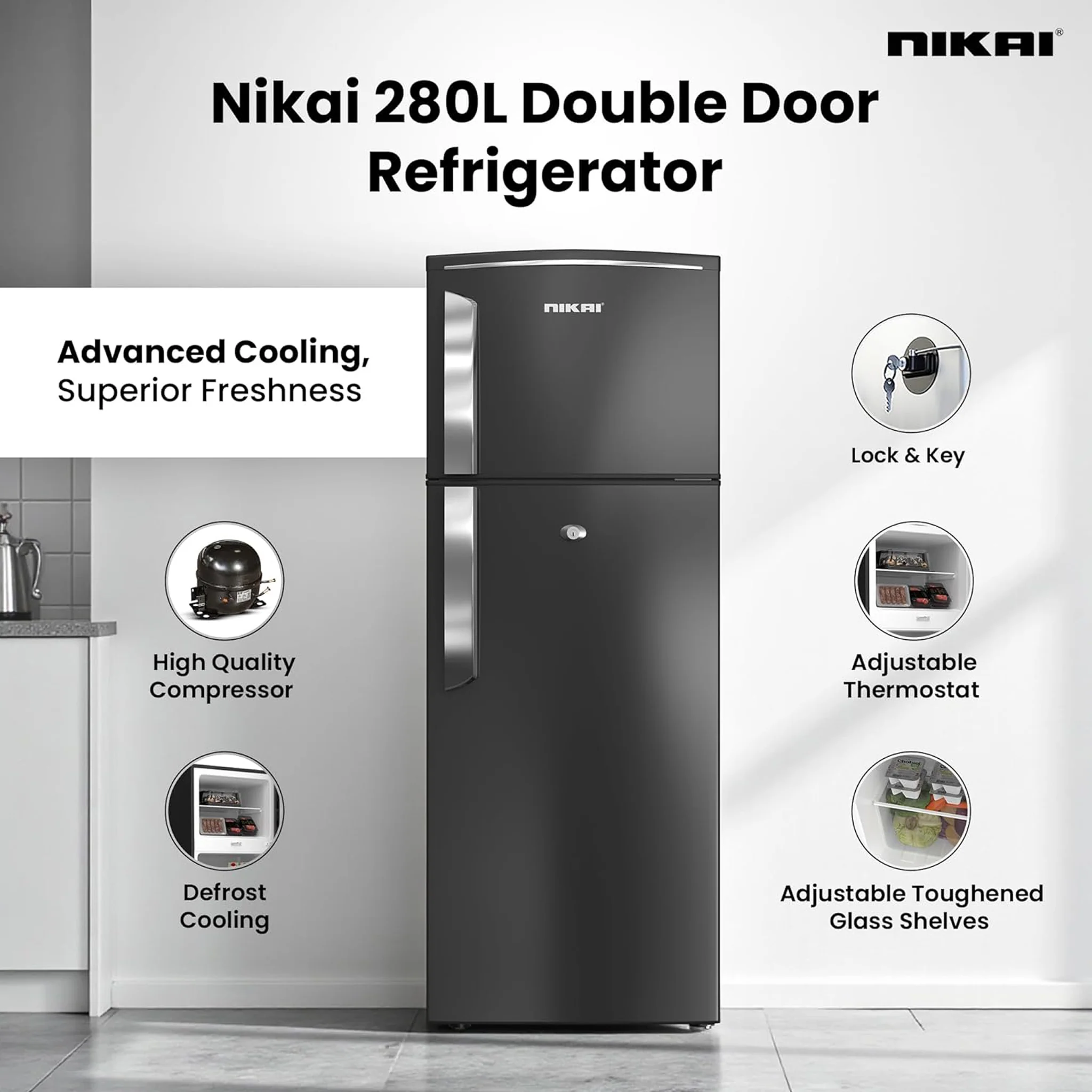 Nikai 280L Top Mount Refrigerator, NRF280DN5S1 - Image 4