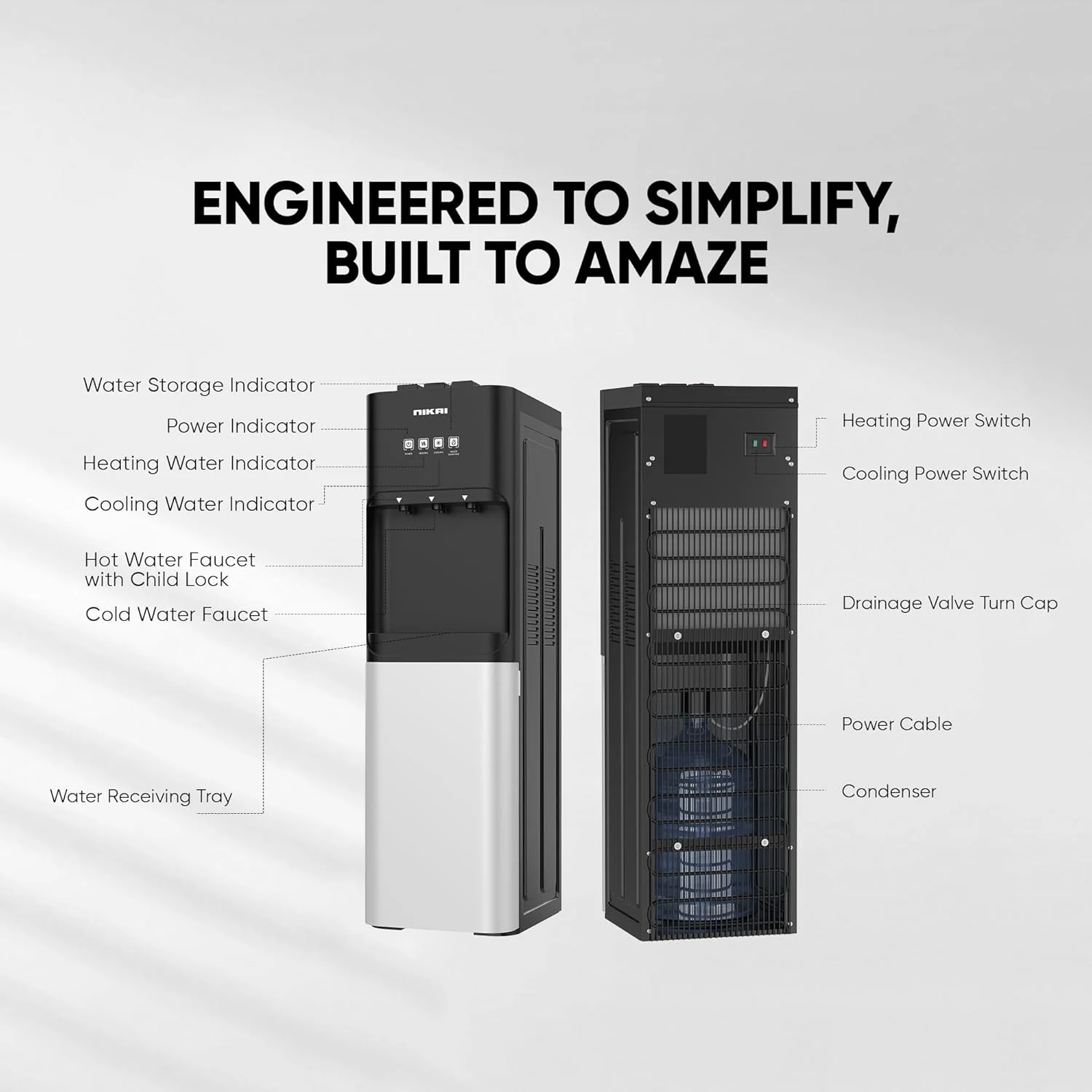 Nikai 3 Tap Bottom Loading Water Dispenser, NWD4000BS - Image 7