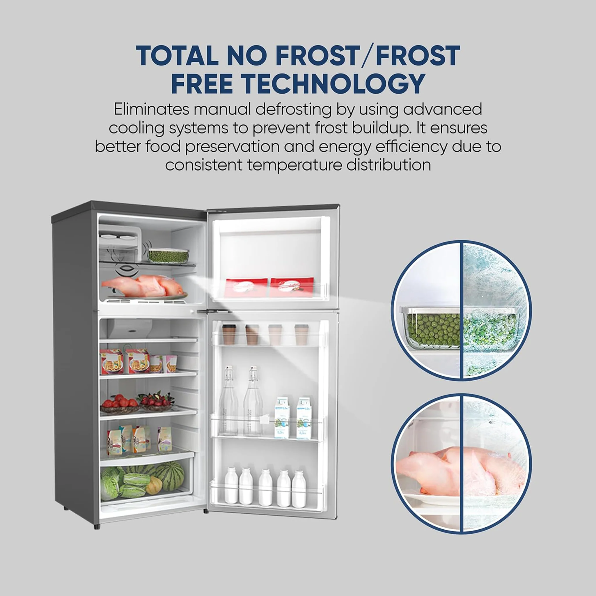 Nikai 300L Fully No Frost Double Door Refrigerator, NRF300FSS - Image 8