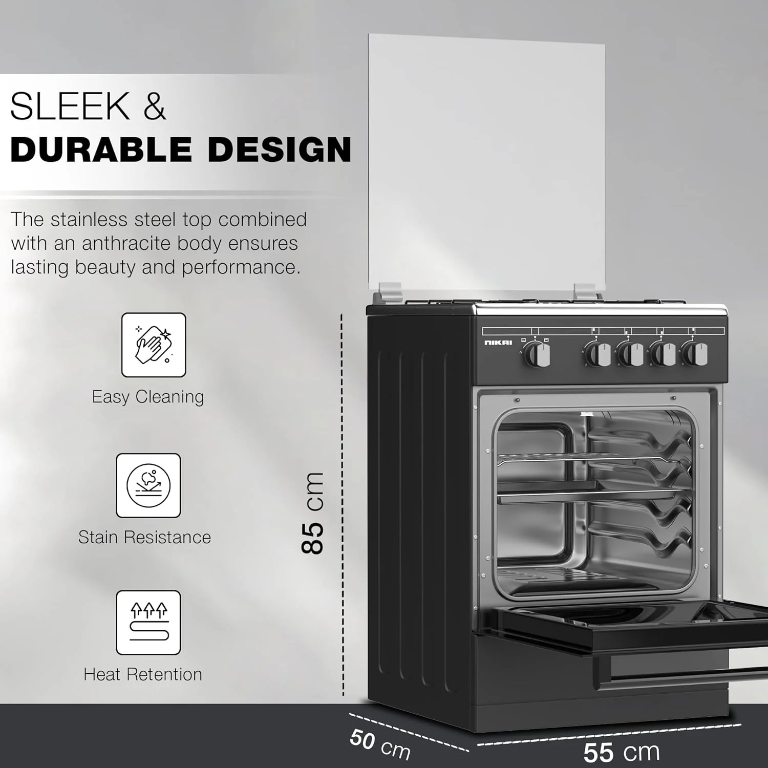 Nikai 50x55 Full Safety 4 Burner Gas Cooker, U3110NBFS - Image 3