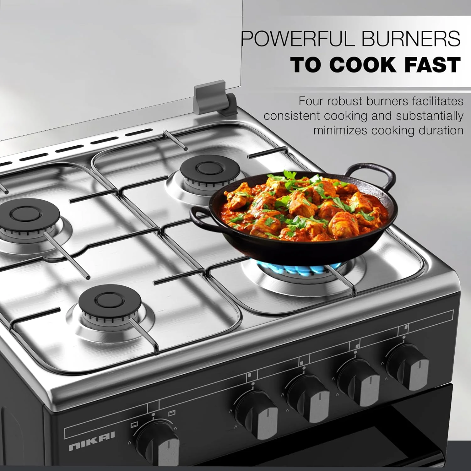 Nikai 50x55 Full Safety 4 Burner Gas Cooker, U3110NBFS - Image 5