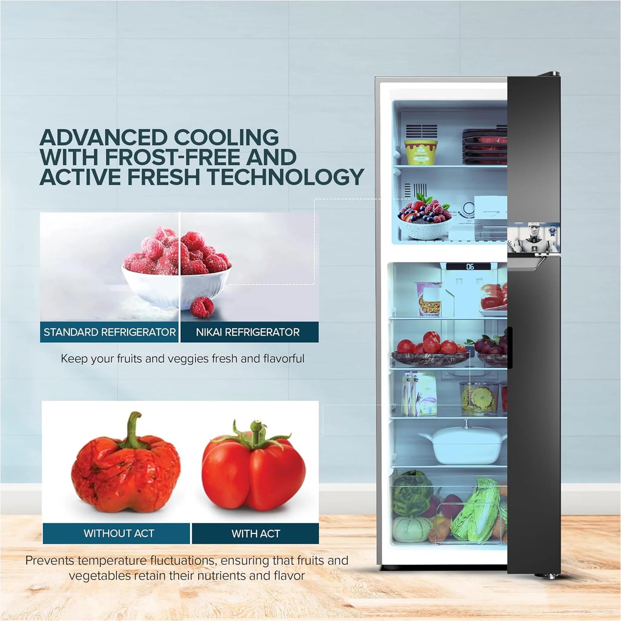 Nikai 510L Double Door Refrigerator, NRF510FSS - Image 5