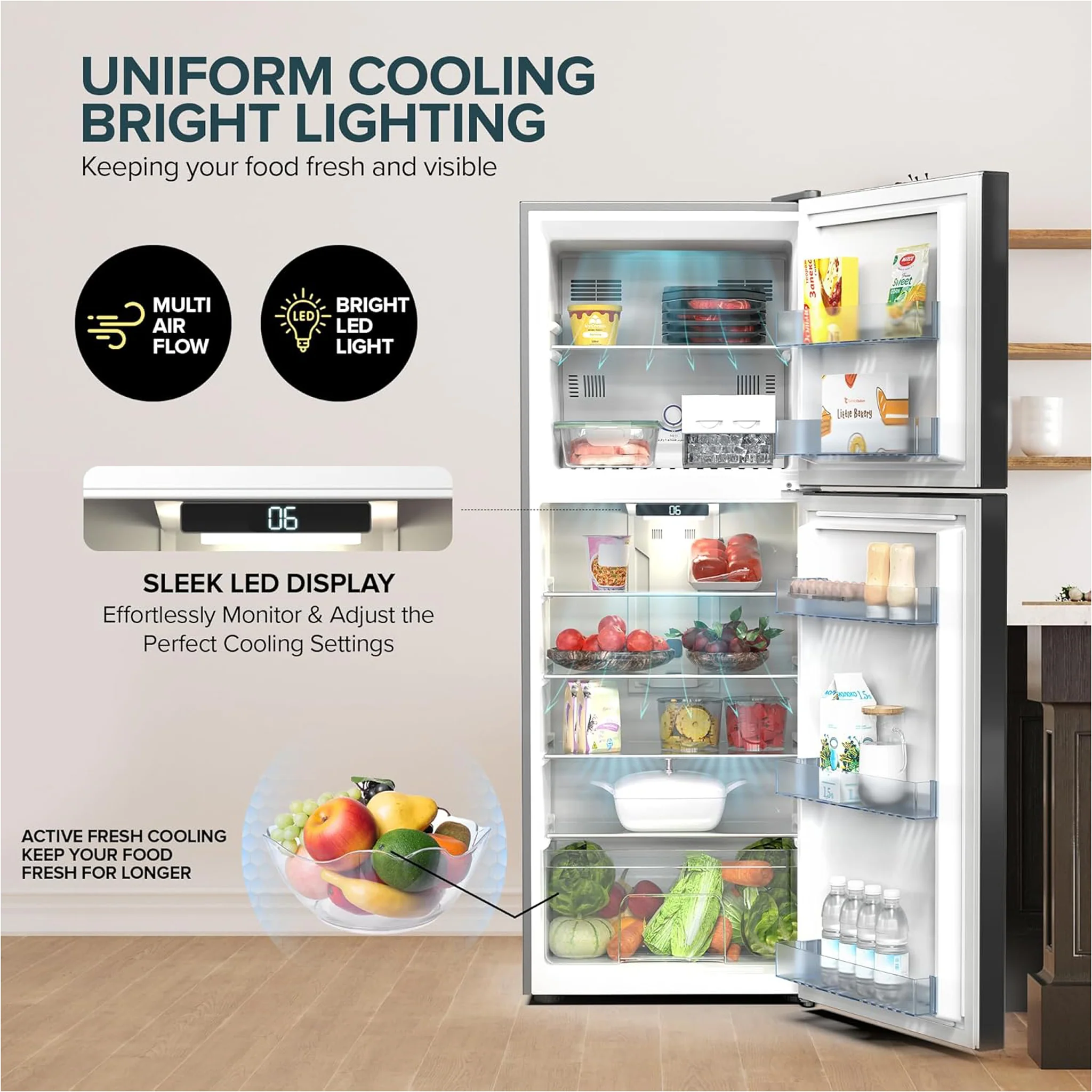 Nikai 510L Double Door Refrigerator, NRF510FSS - Image 6