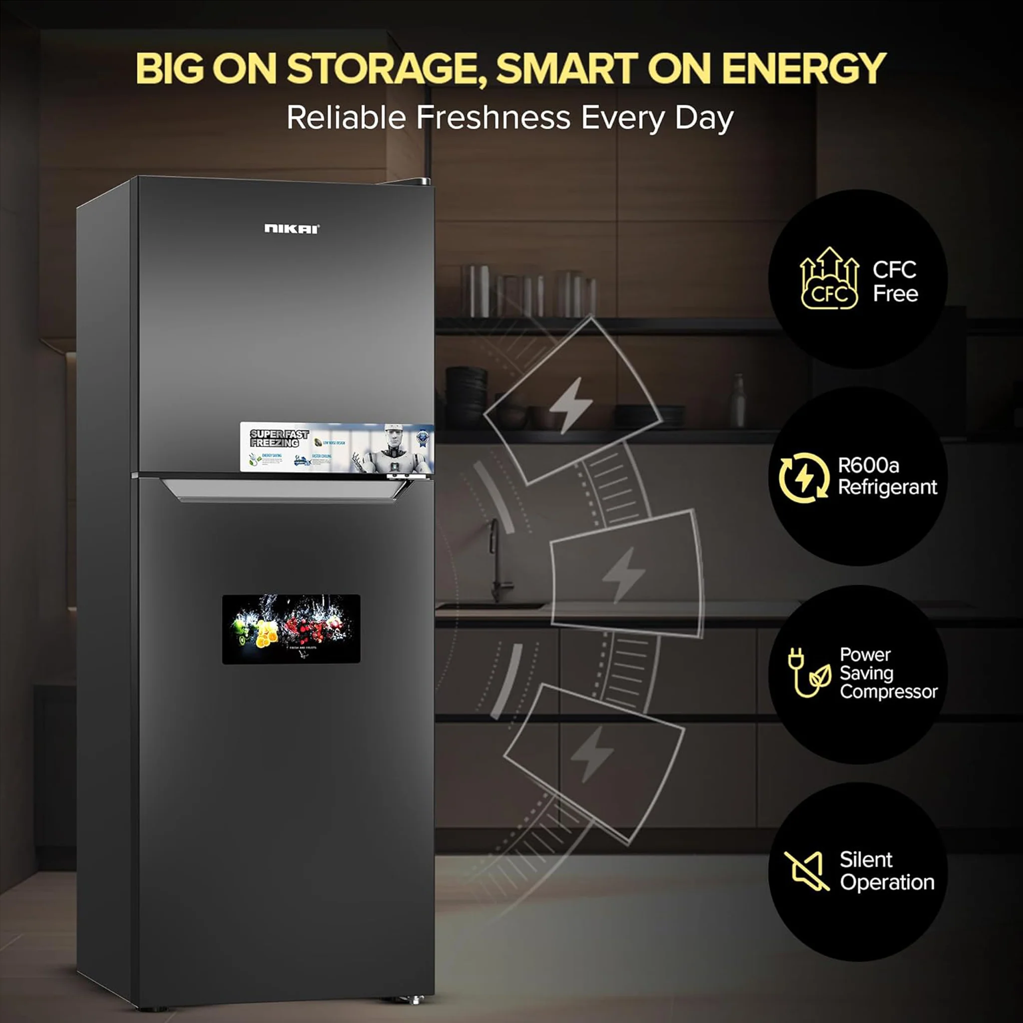 Nikai 510L Double Door Refrigerator, NRF510FSS - Image 7