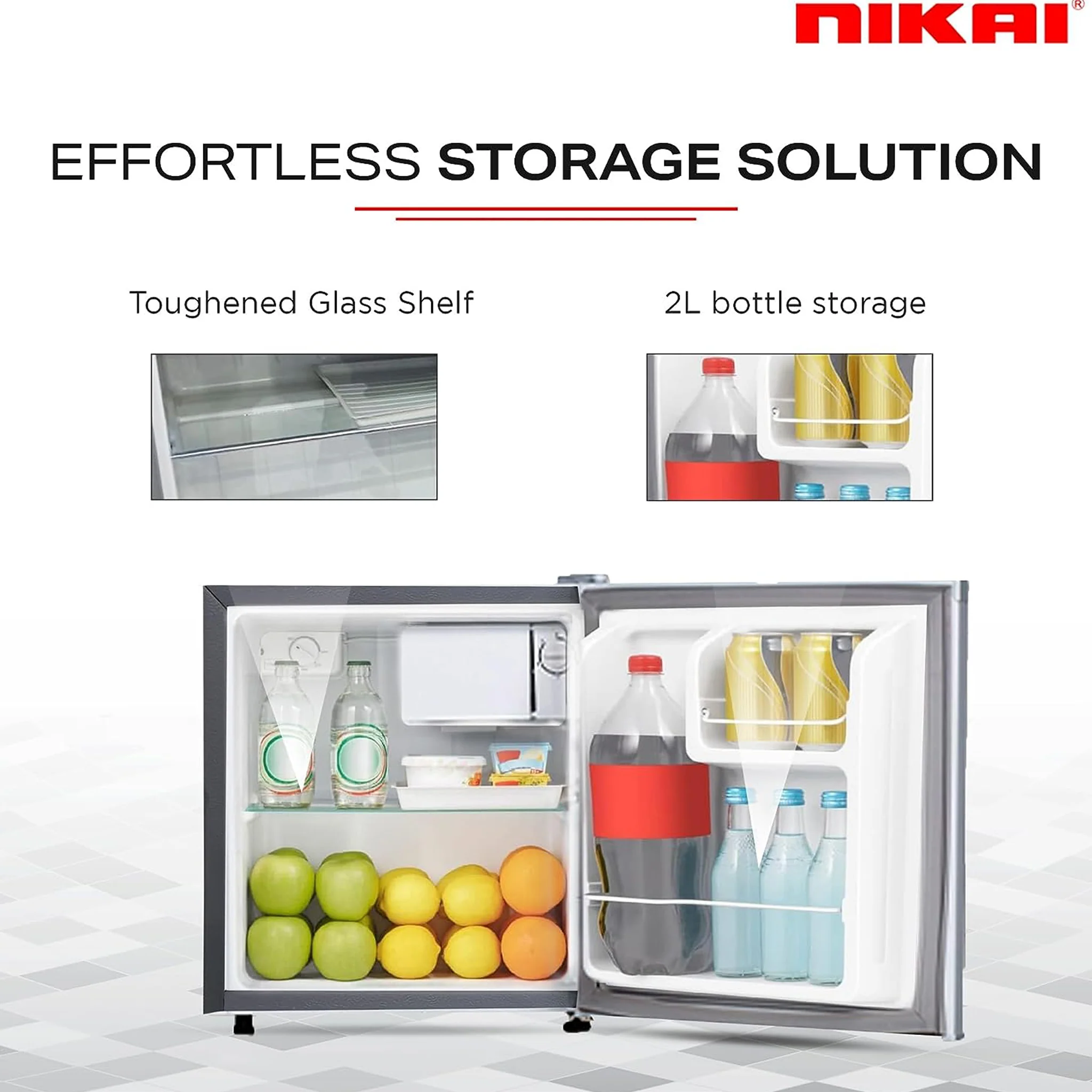 Nikai 65L Compact Single Door Mini Refrigerator, NRF65N6S - Image 5