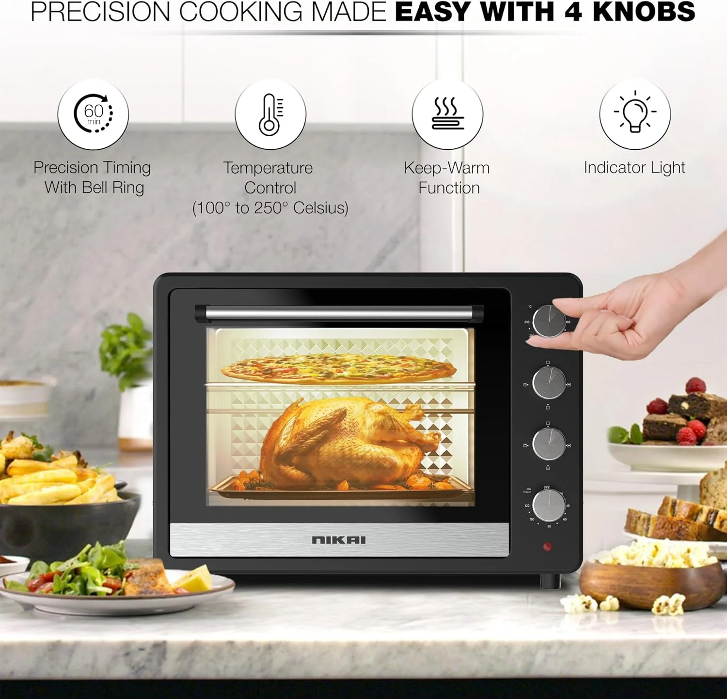 Nikai 65L Electric Oven with Adjustable Temperature, NT6500SRC2 - Image 6