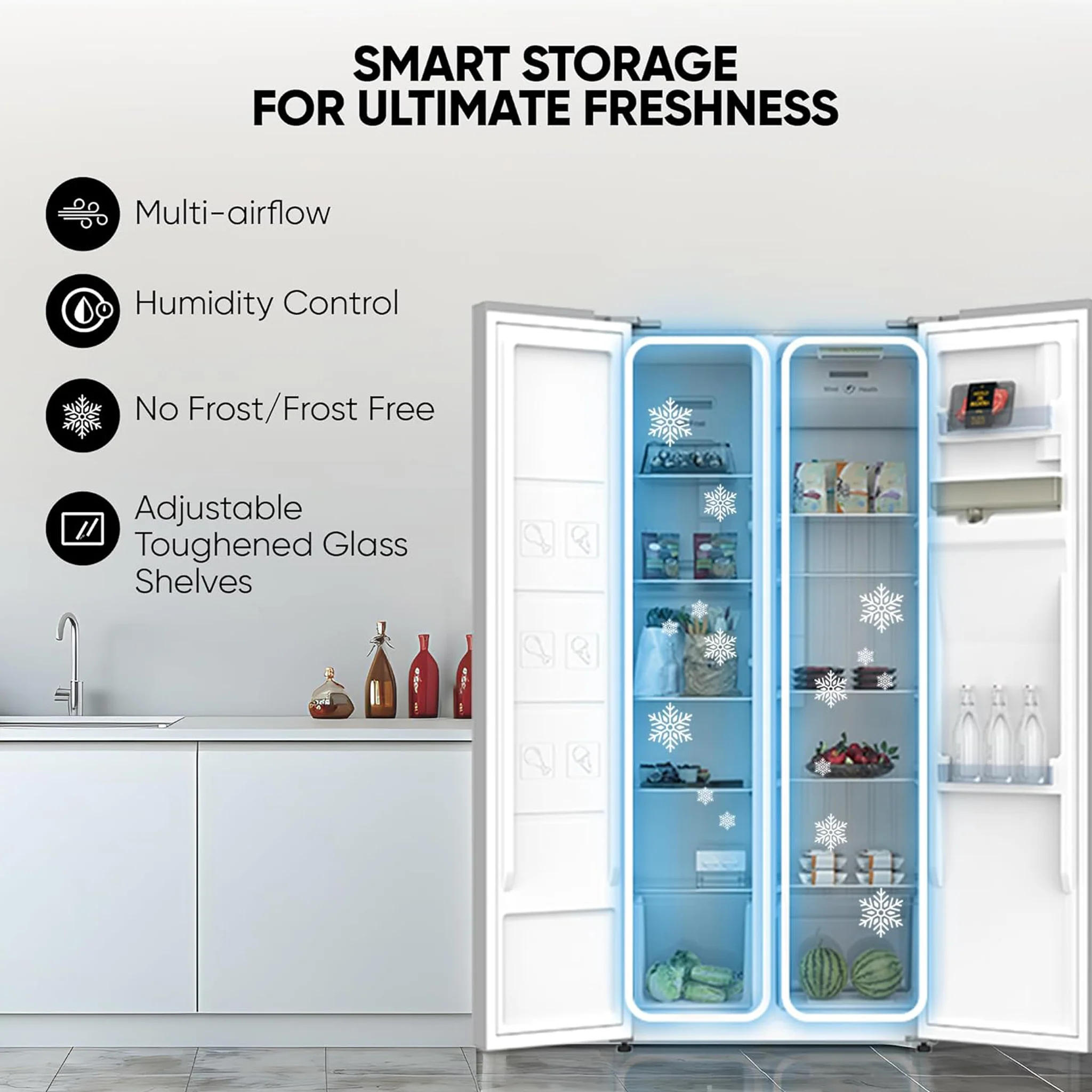 Nikai 750L Side by Side Refrigerator, NRF750SBSD5 - Image 5
