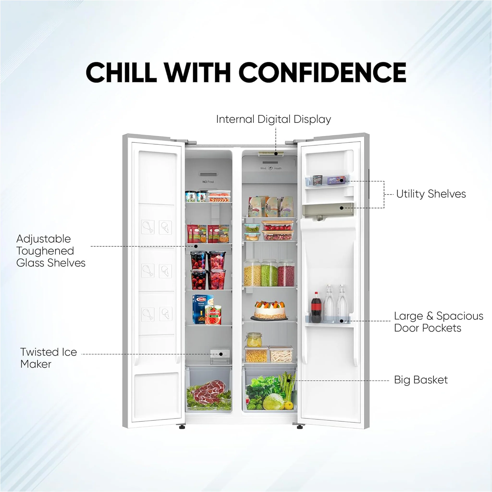 Nikai 750L Side by Side Refrigerator, NRF750SBSD5 - Image 8